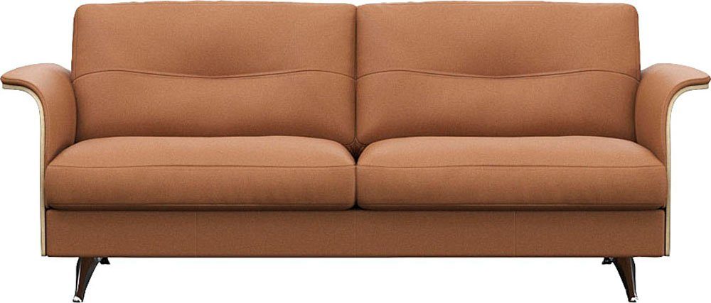 FLEXLUX 2,5-zitsbank Glow sofa, bank Premium zitting: koudschuim en binnenvering, armleuningen. Walnoot, aluminium voet bruin, 2-zitsbanken, Armlehnen