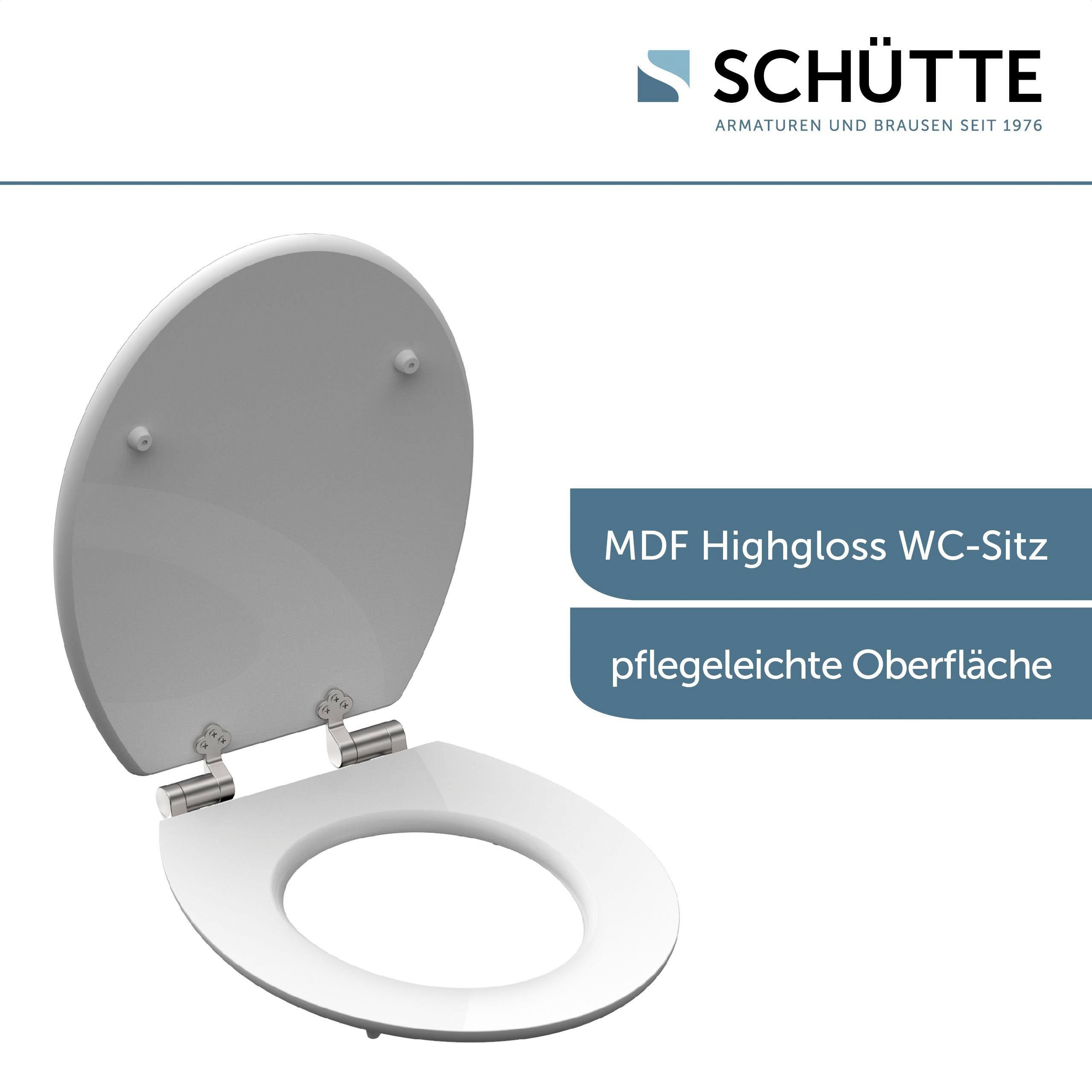 Schütte Toiletzitting Grey steel High gloss met houten mdf-kern, met softclosemechanisme