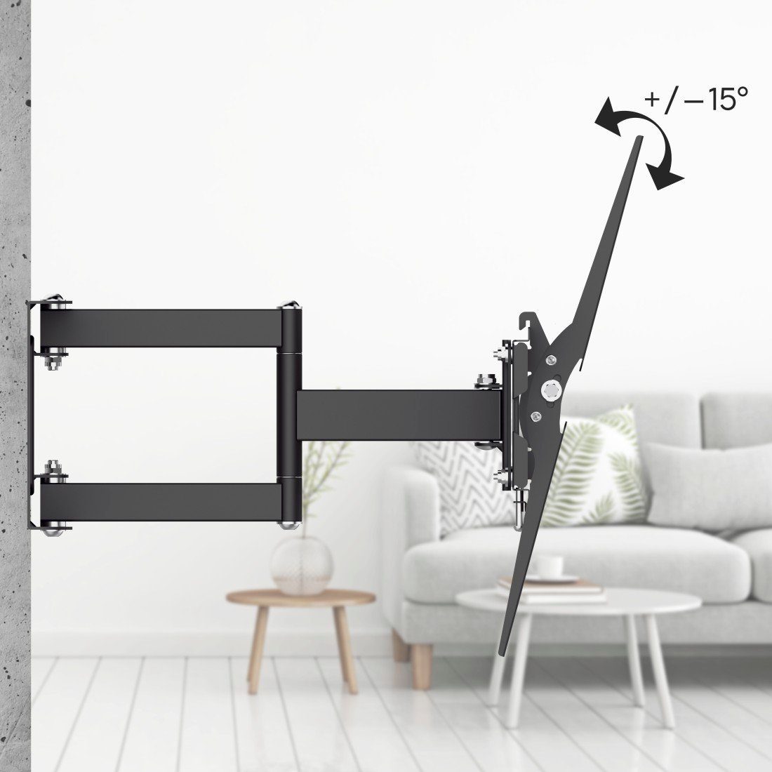 Hama Tv-wandhouder TV wandbeugel, 81 - 213 cm (32 - 84"), full-motion, zwart 43", 50", 55", 65", tot 50 kg, draaibaar, kantelbaar, uittrekbaar