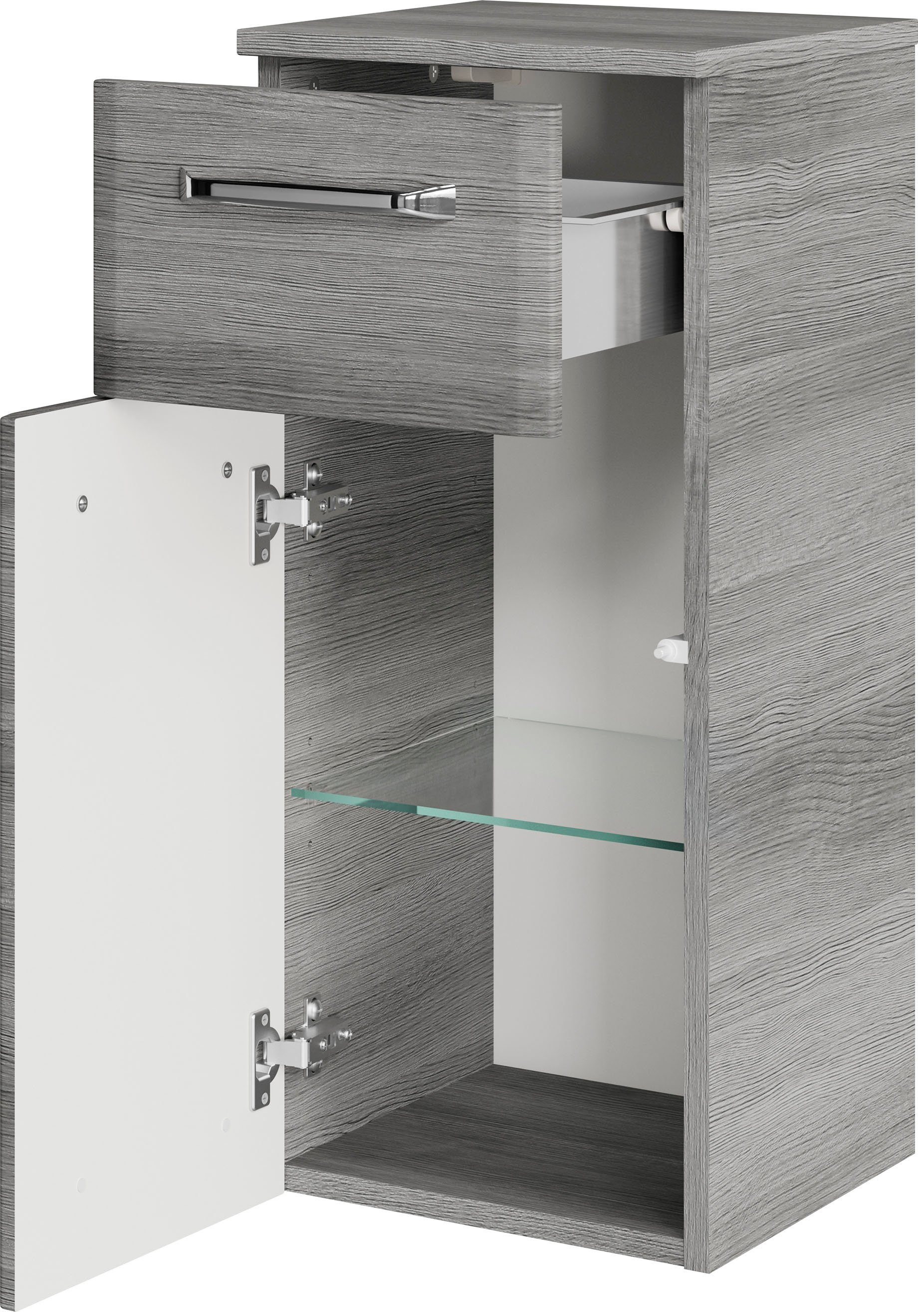 Saphir Badkamerserie Quickset 328 5-delig, wastafelonderkast met LED-spiegelkast Badkamer set incl. deurdempers, badkast, zonder wastafel, 8 deuren (5-delig)