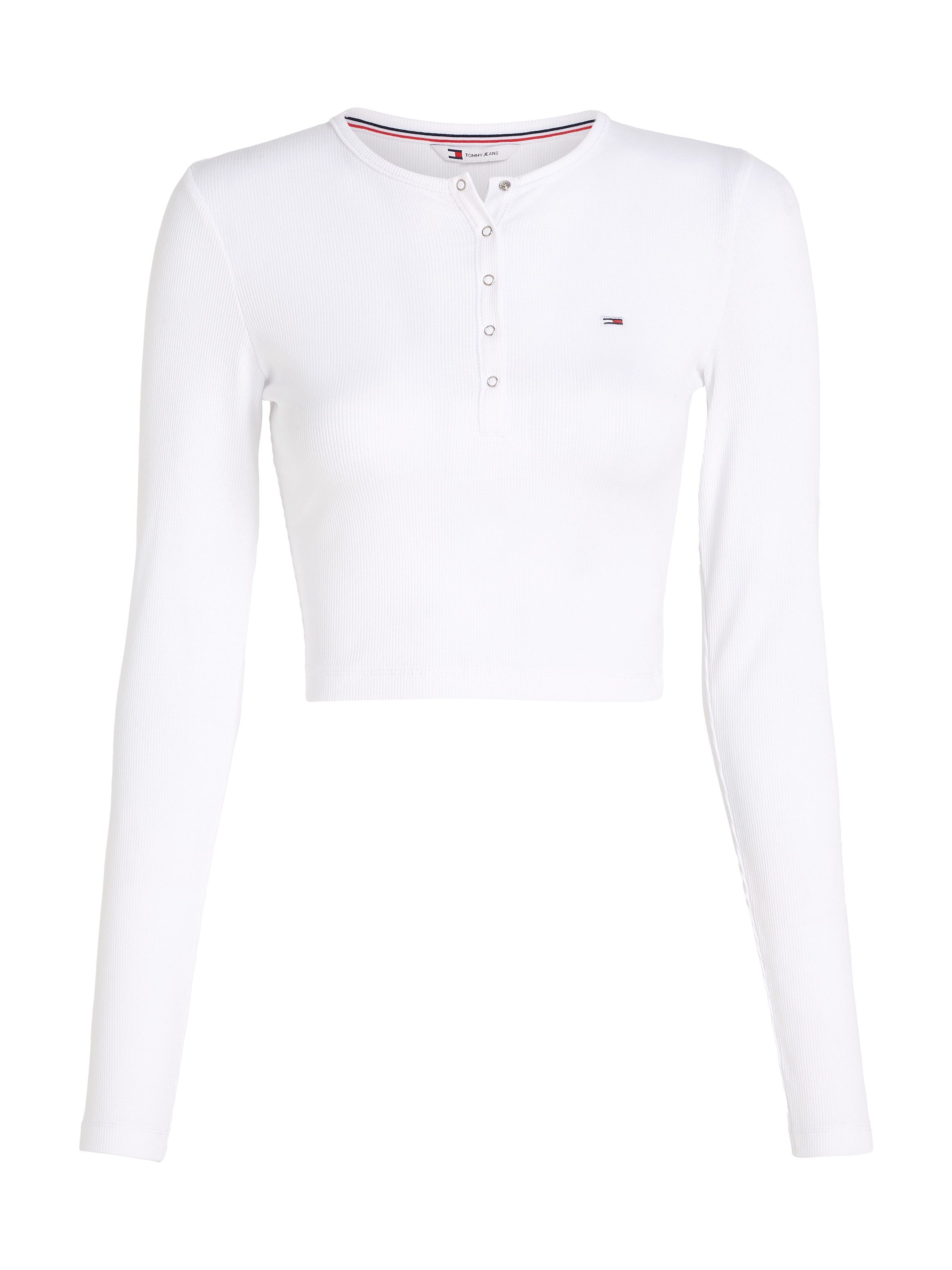 TOMMY JEANS Shirt met lange mouwen TJW CRP HENLEY TOP LS in modieuze cropped vorm