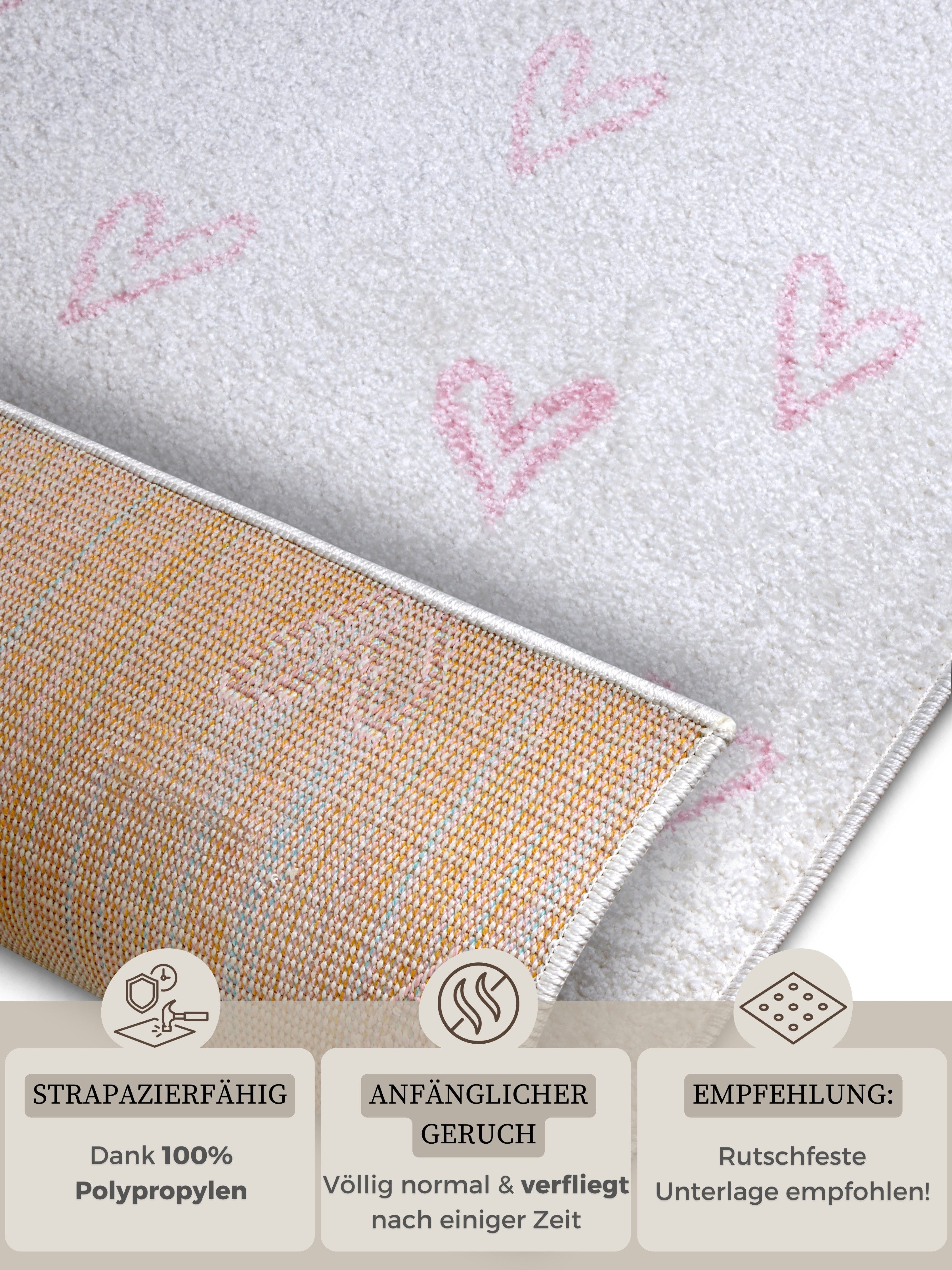 HANSE Home Kindervloerkleed Adventures Hearts Speeltapijt, stevig, kinderkamer, kortpolig, speelondergrond