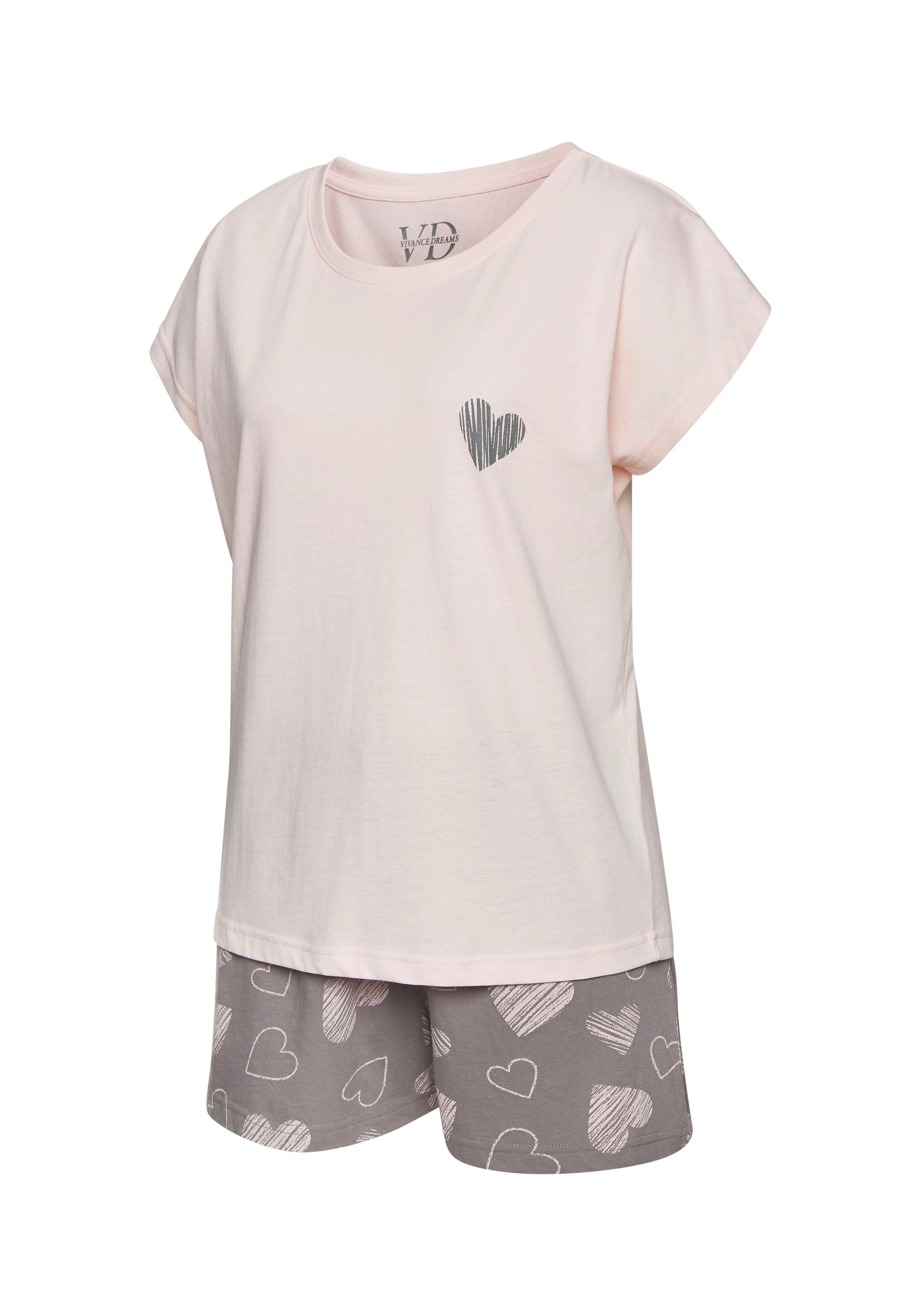 Vivance Dreams Shortama met leuke hartprint (Set van 2)