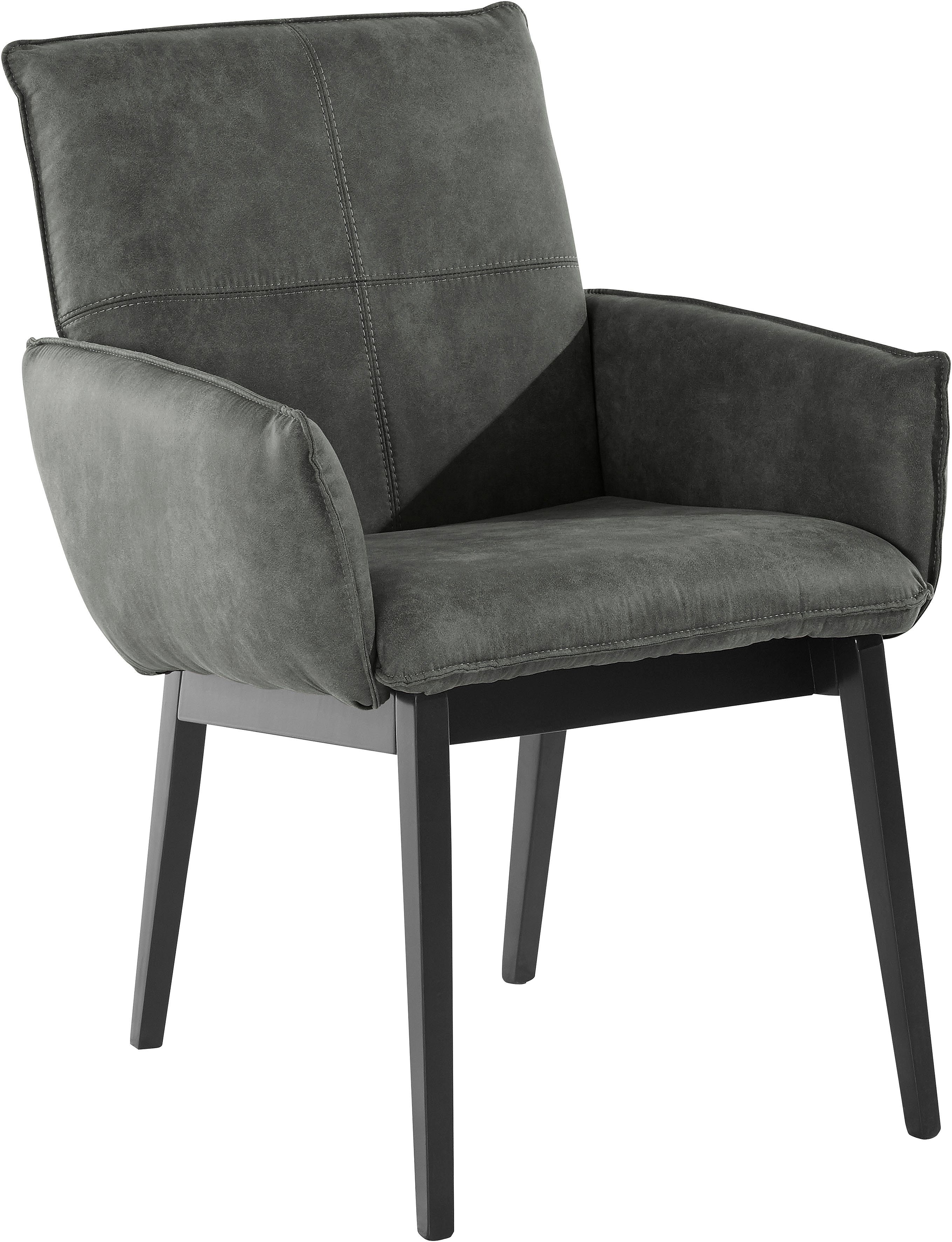 Home affaire Stoel met armleuningen Model 6 Bekleding van microvezel of leer, frame is beuken in zwart gelakt (2 stuks)