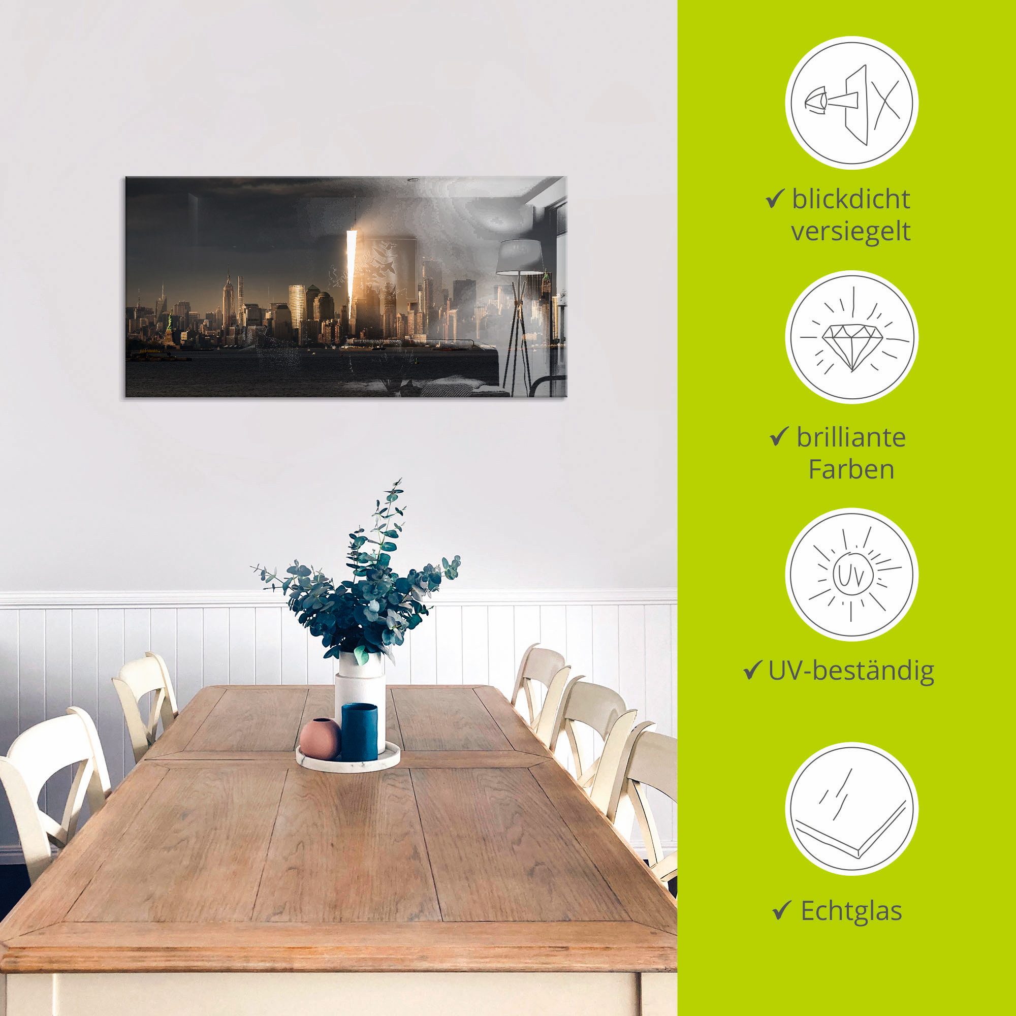 Artland Print op glas New York skyline I in verschillende maten