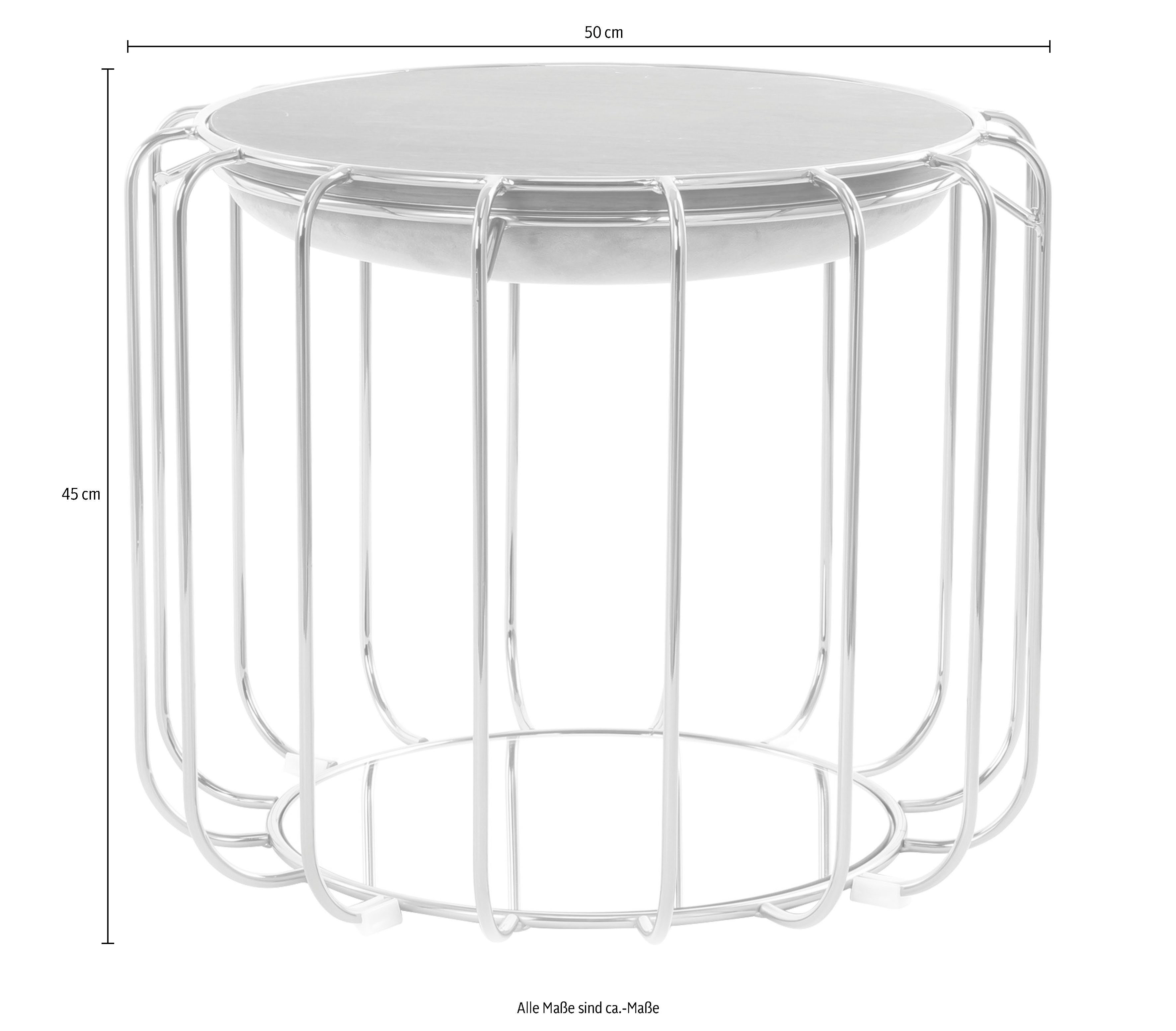 Kayoom Bijzettafel Pouf Comfortable 110, afneembare en omkeerbare bovenkant praktisch om te bouwen tot tafel of voetenbank/poef, met spiegelglas (1 stuk)