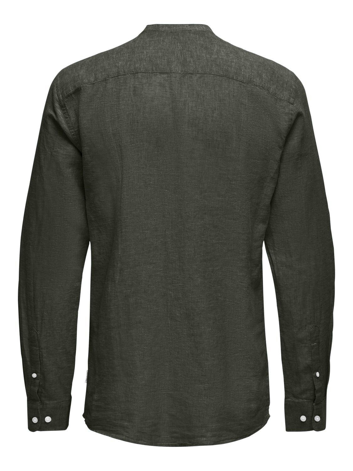ONLY & SONS Overhemd met lange mouwen ONSCAIDEN LS SOLID LINEN MAO SHIRT NOOS