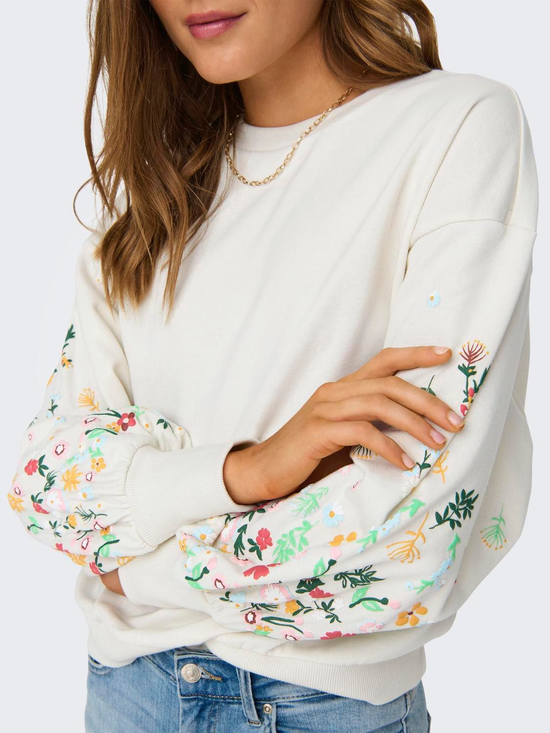 Only Sweatshirt ONLBROOKE L S O-NECK FLOWER SWT