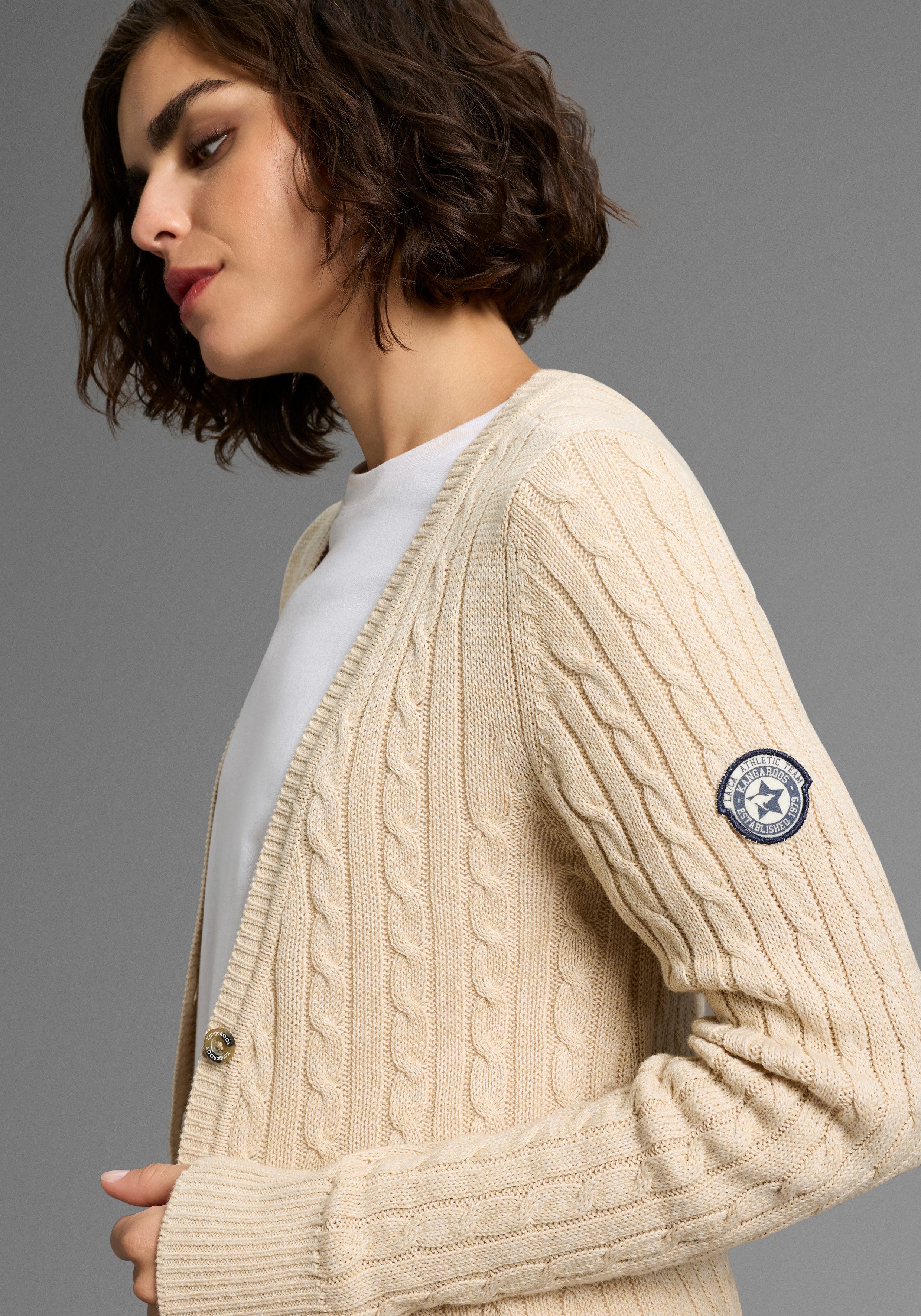 KangaROOS Lang vest met trendy kabelpatroon en zakken