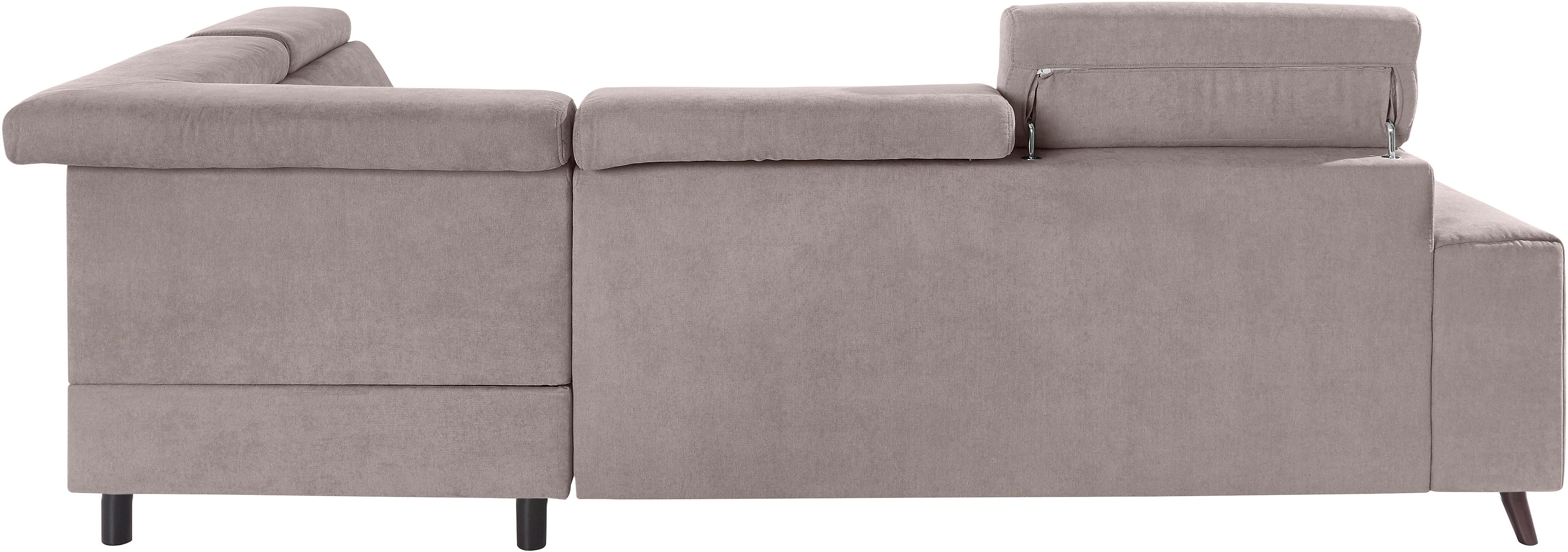 exxpo - sofa fashion Hoekbank Forza, comfortabel zitcomfort en actueel design, L-vorm inclusief verstelbare hoofdsteun, naar keuze met slaapfunctie en bedkist