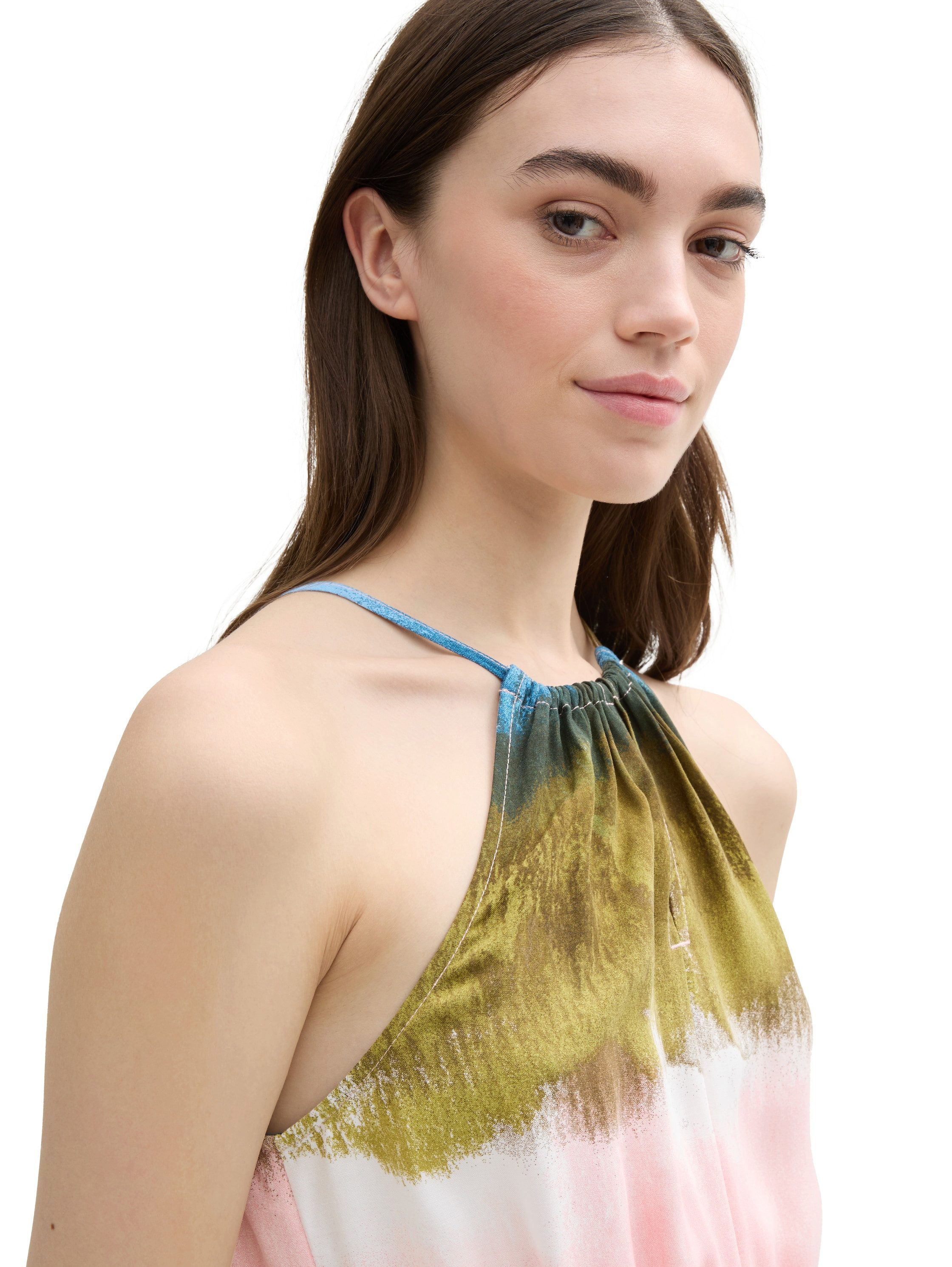 Tom Tailor Denim Jurk in haltermodel met knoopsluiting