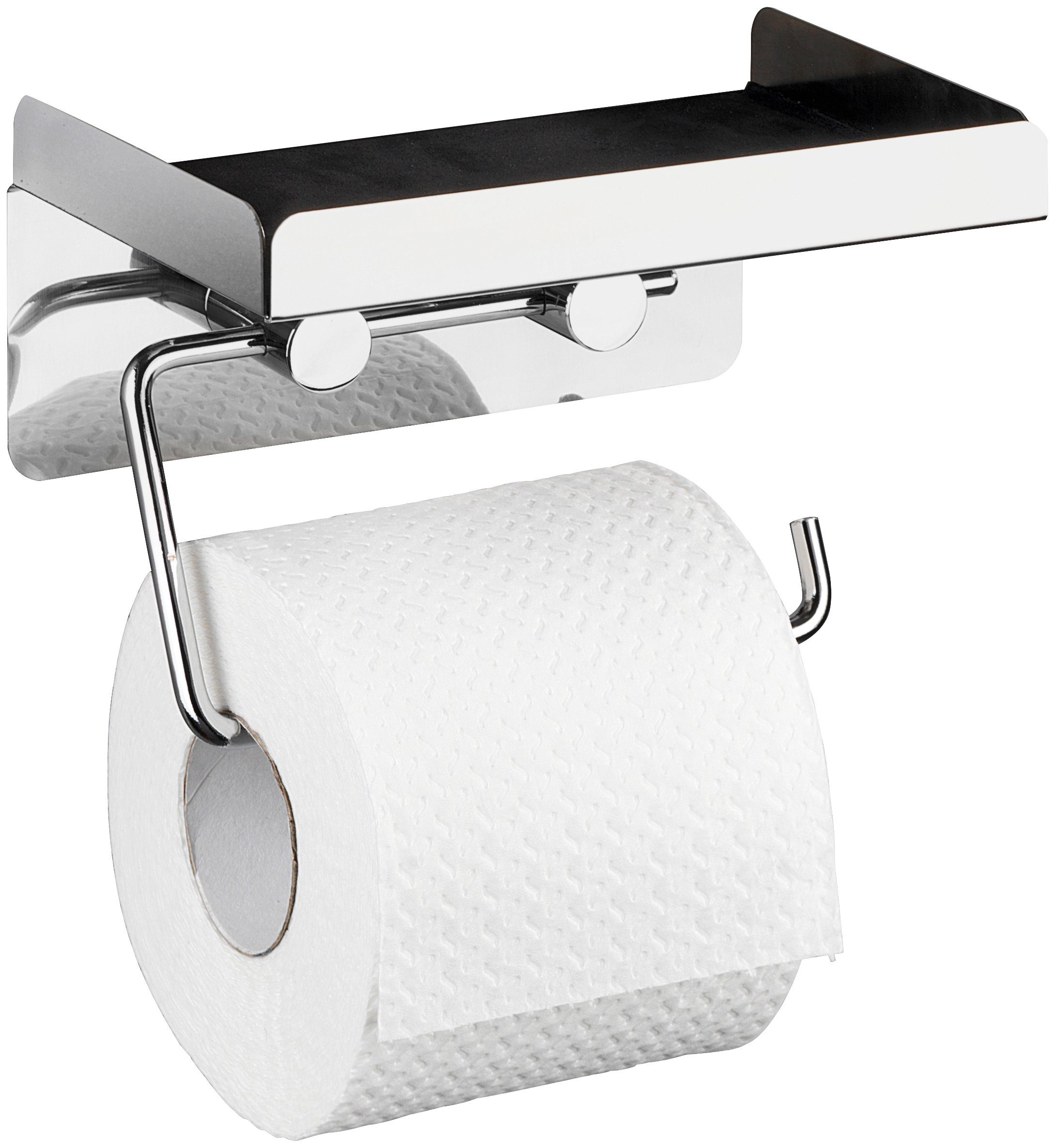 WENKO Toiletrolhouder 2-in-1-combinatie wc-accessoires zilver(kleur)