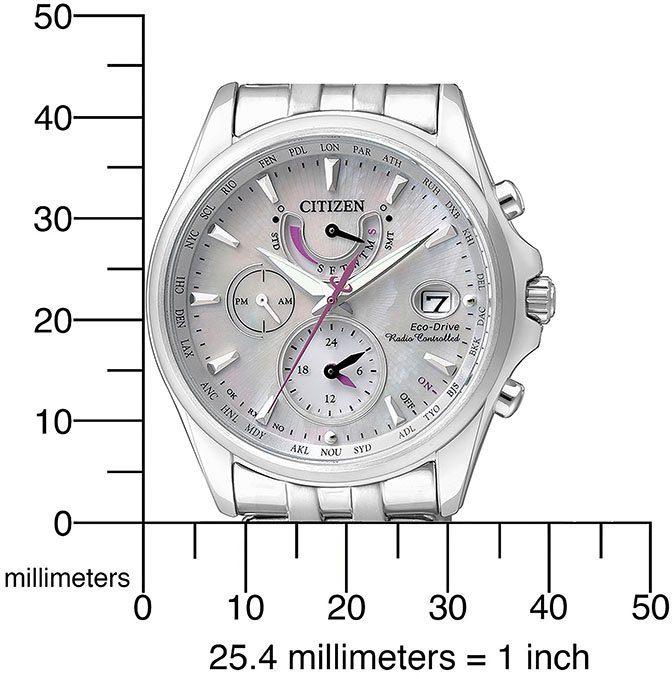 Citizen Multifunctioneel radiografisch horloge FC0014-54A Polshorloge, dameshorloge, solar, roestvrijstalen band, tot 10 bar waterdicht