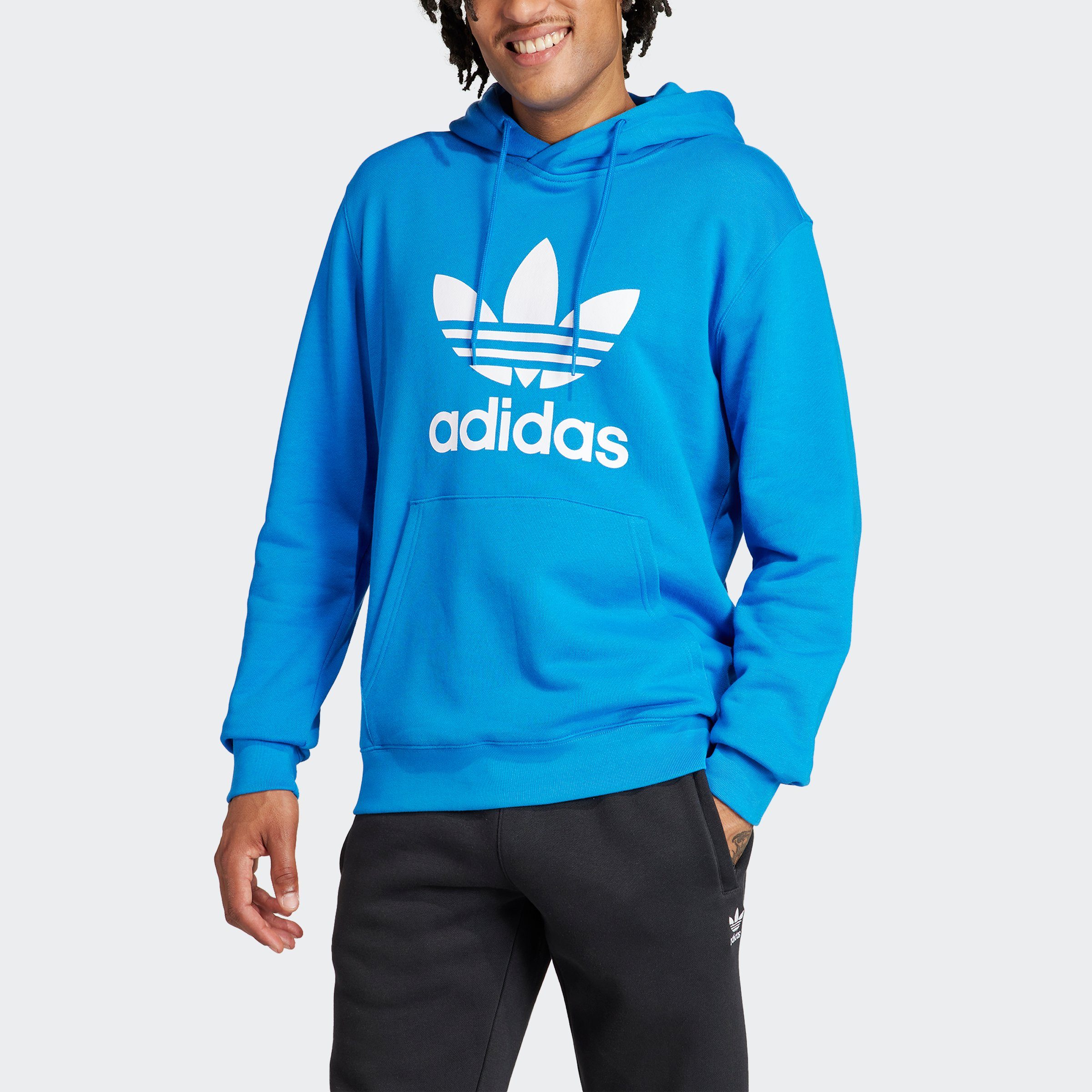 Adidas Originals Blauwe Logo Print Hoody Lente Collectie Blue Heren