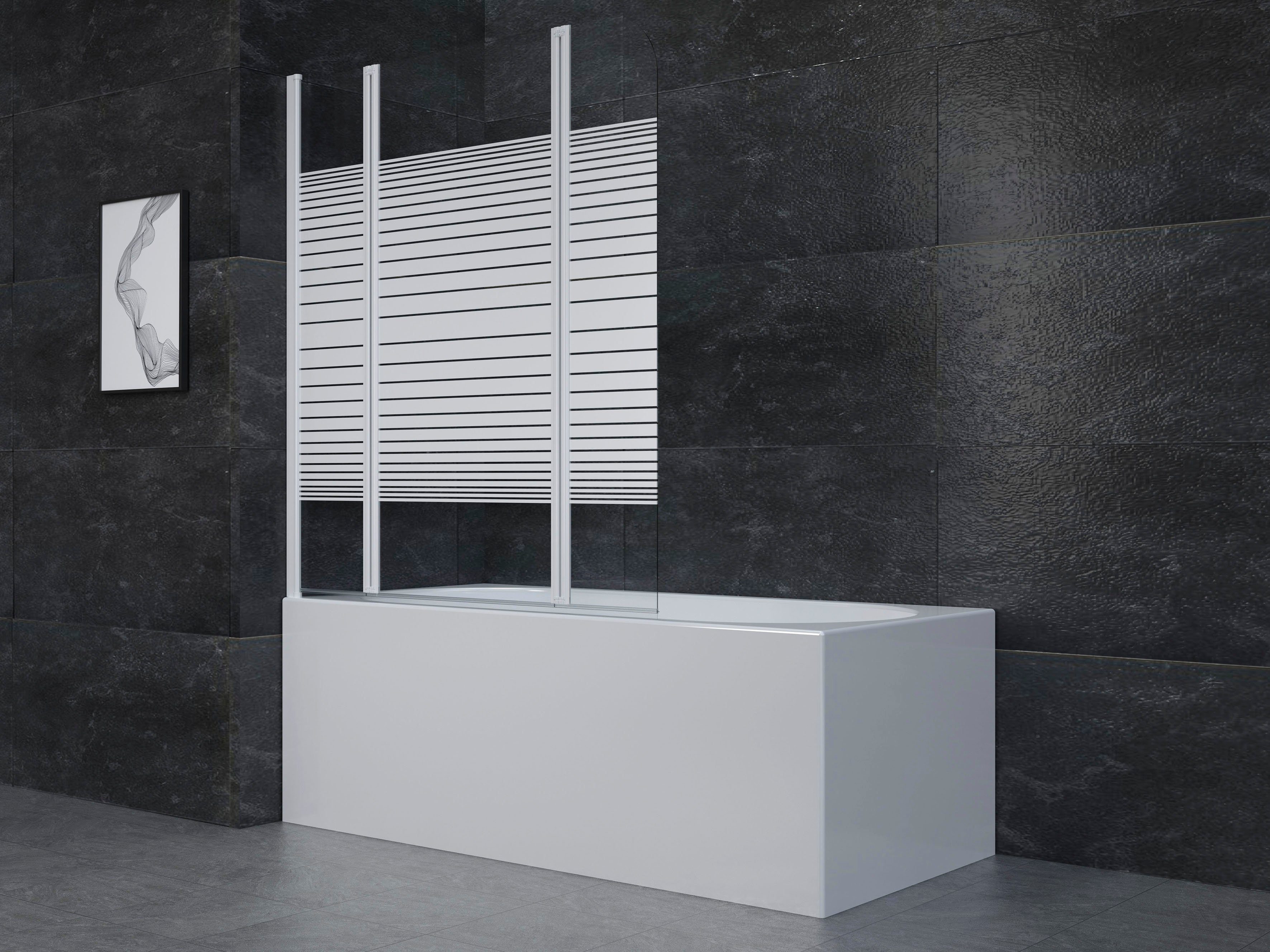 Marwell Badscherm White stripes met bescherming tegen inkijk, breedte: 125 cm, 125 cm x 3 cm (3-delig)