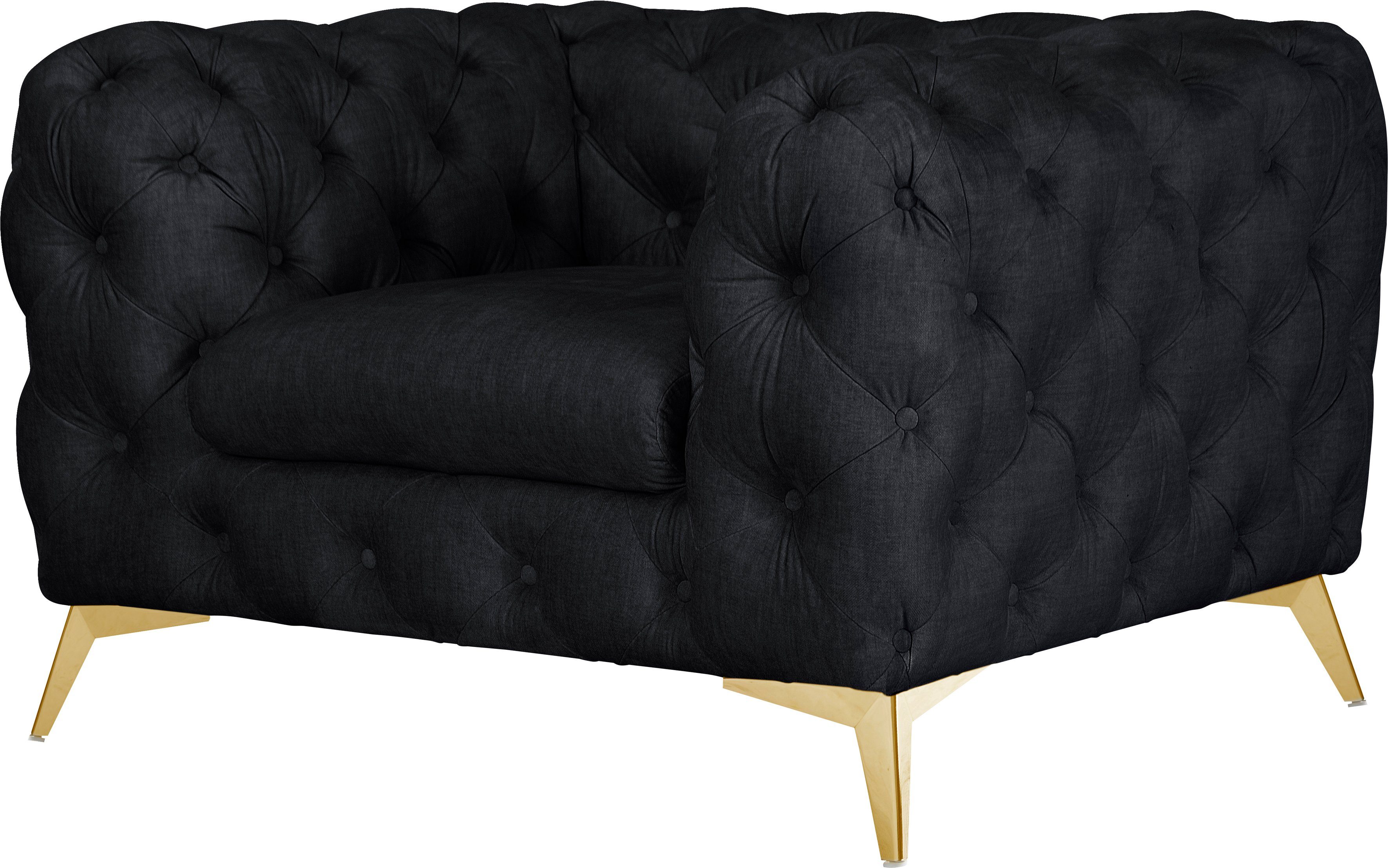 Leonique Chesterfield-fauteuil Glynis Fauteuil luxueuze capitonnage, moderne chesterfield look, kleur van de poten ter keuze
