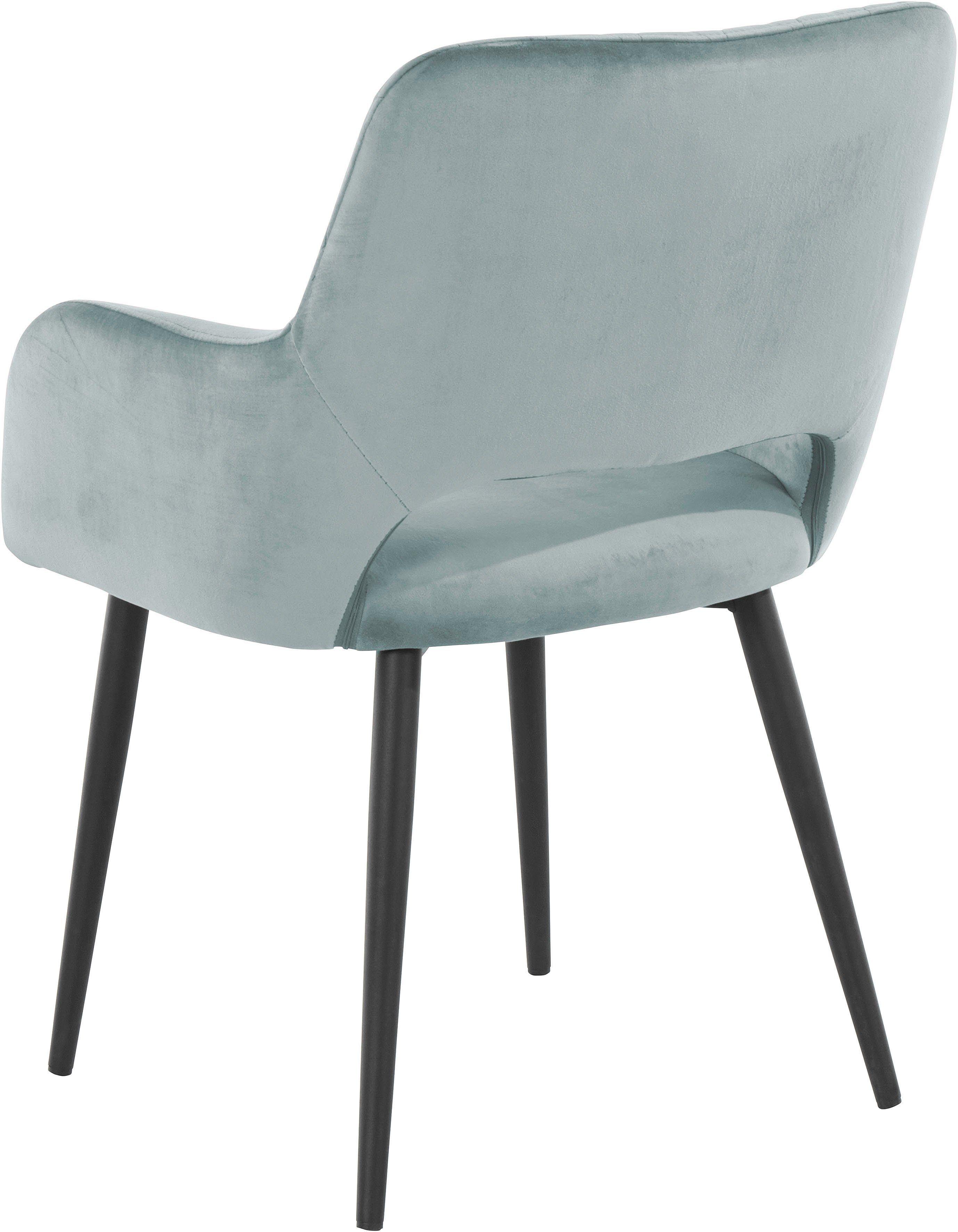Leonique Eetkamerstoel Franca Zitplaats in fluweel, rugleuning met ruitstepping, zithoogte 48 cm (set)