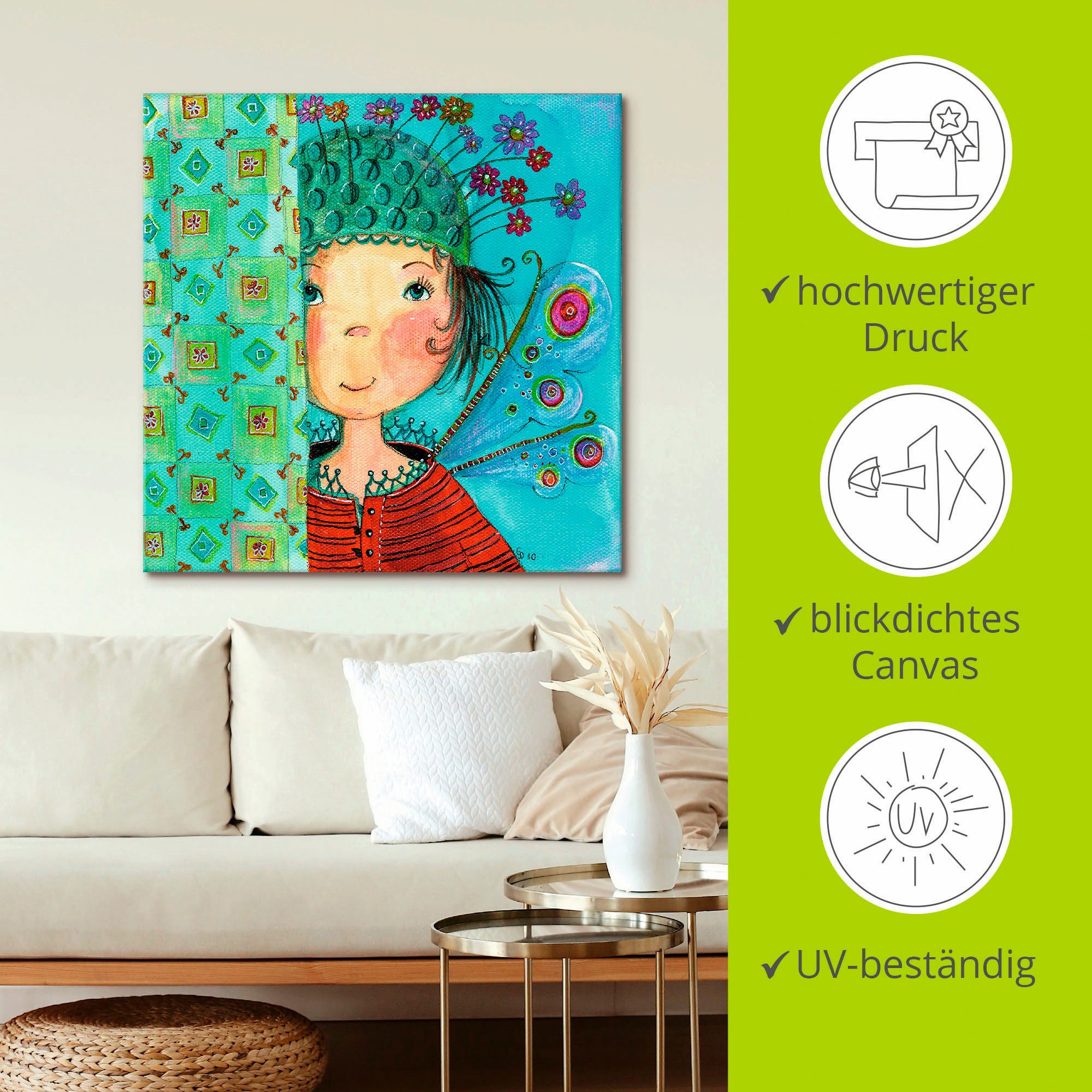 Artland Artprint Engeltje verstopt zich als artprint op linnen, poster in verschillende formaten maten