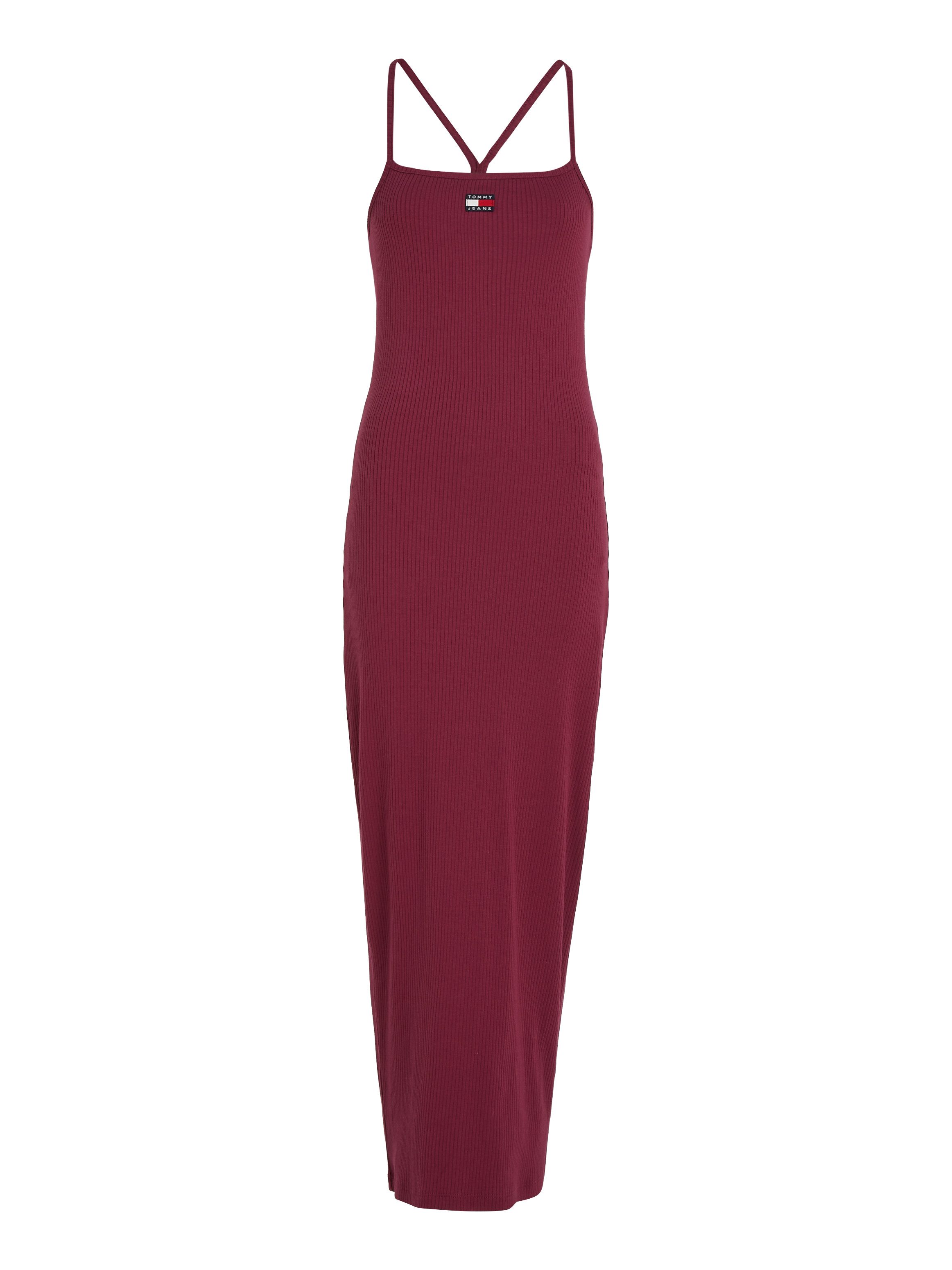 TOMMY JEANS Jerseyjurk TJW STRAPPY BADGE RIB DRESS met bandjes ribstof logo-badge