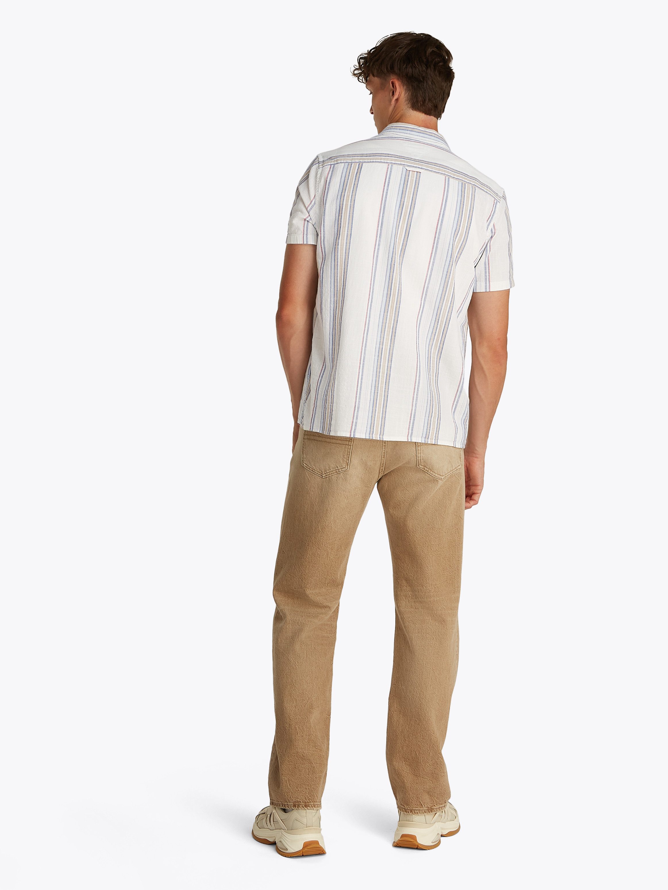 TOMMY JEANS Overhemd met korte mouwen TJM REG SLUB STRIPE SS SHIRT EXT