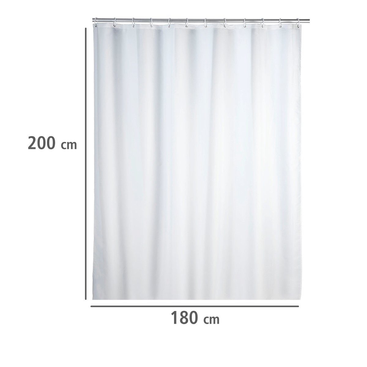 WENKO Douchegordijn Uni white Hoogte 200 cm, polyester. Wasbaar