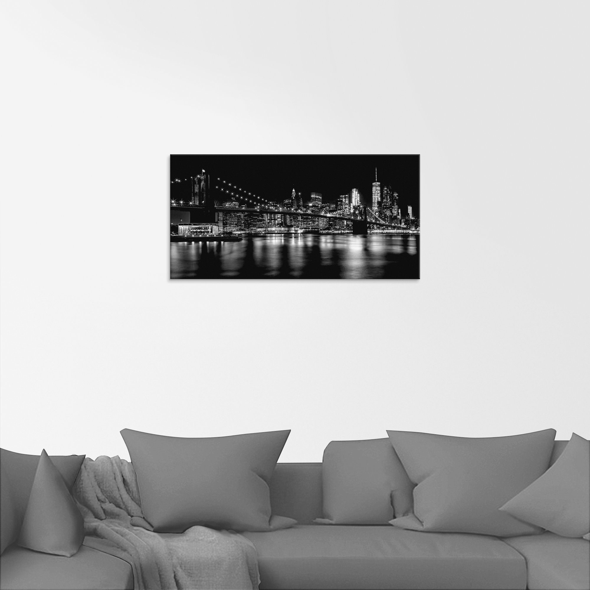 Artland Print op glas Manhattan skyline & Brooklyn Bridge I