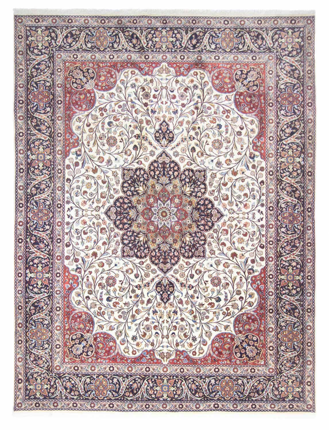 morgenland Wollen kleed Sarough medaillon Bianco naturale 295 x 218 cm Uniek exemplaar met certificaat