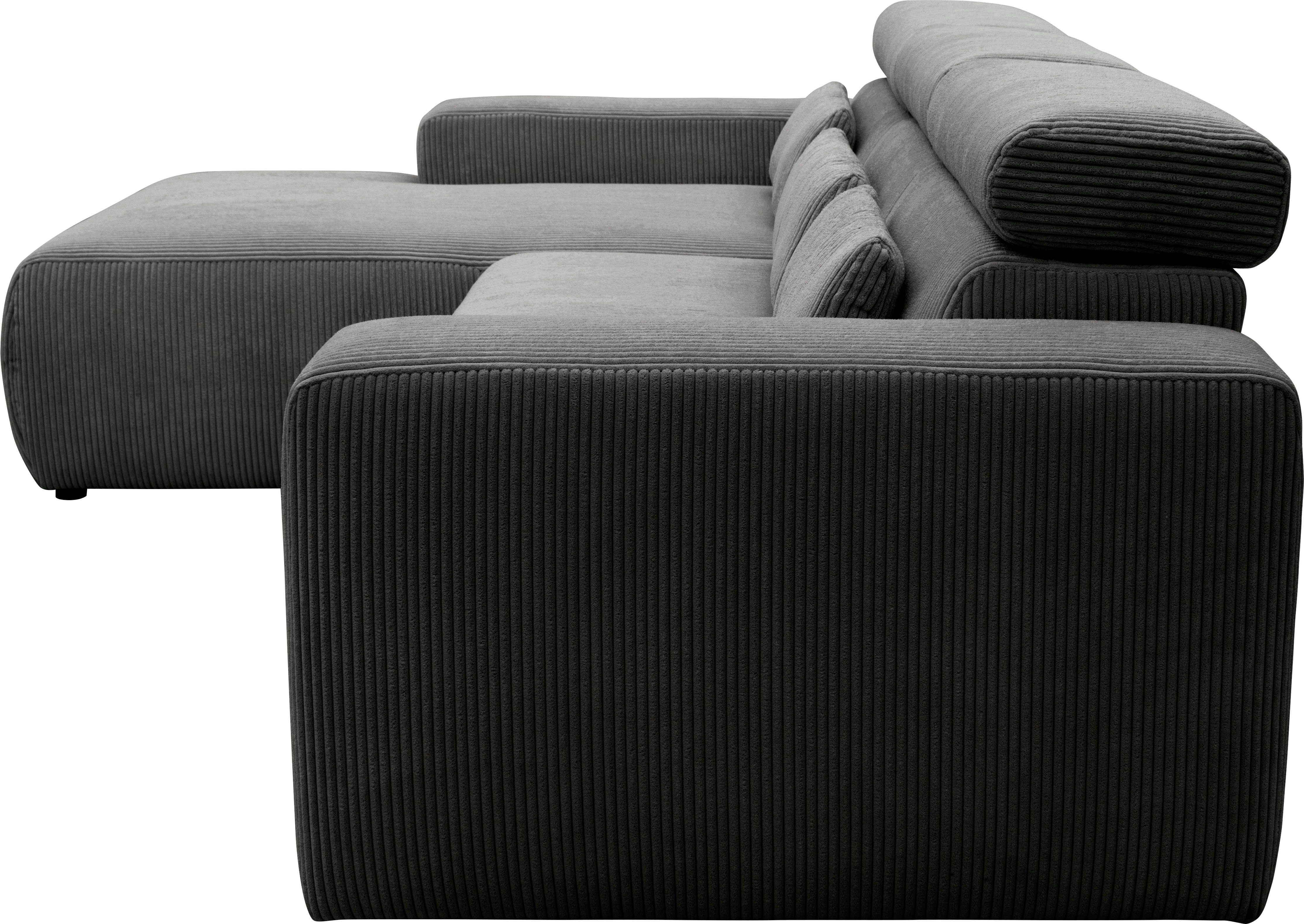 DOMO collection Hoekbank Brandon B/D/H: 289/177/80 cm, keuze met zitdiepteverstelling, L-vorm
