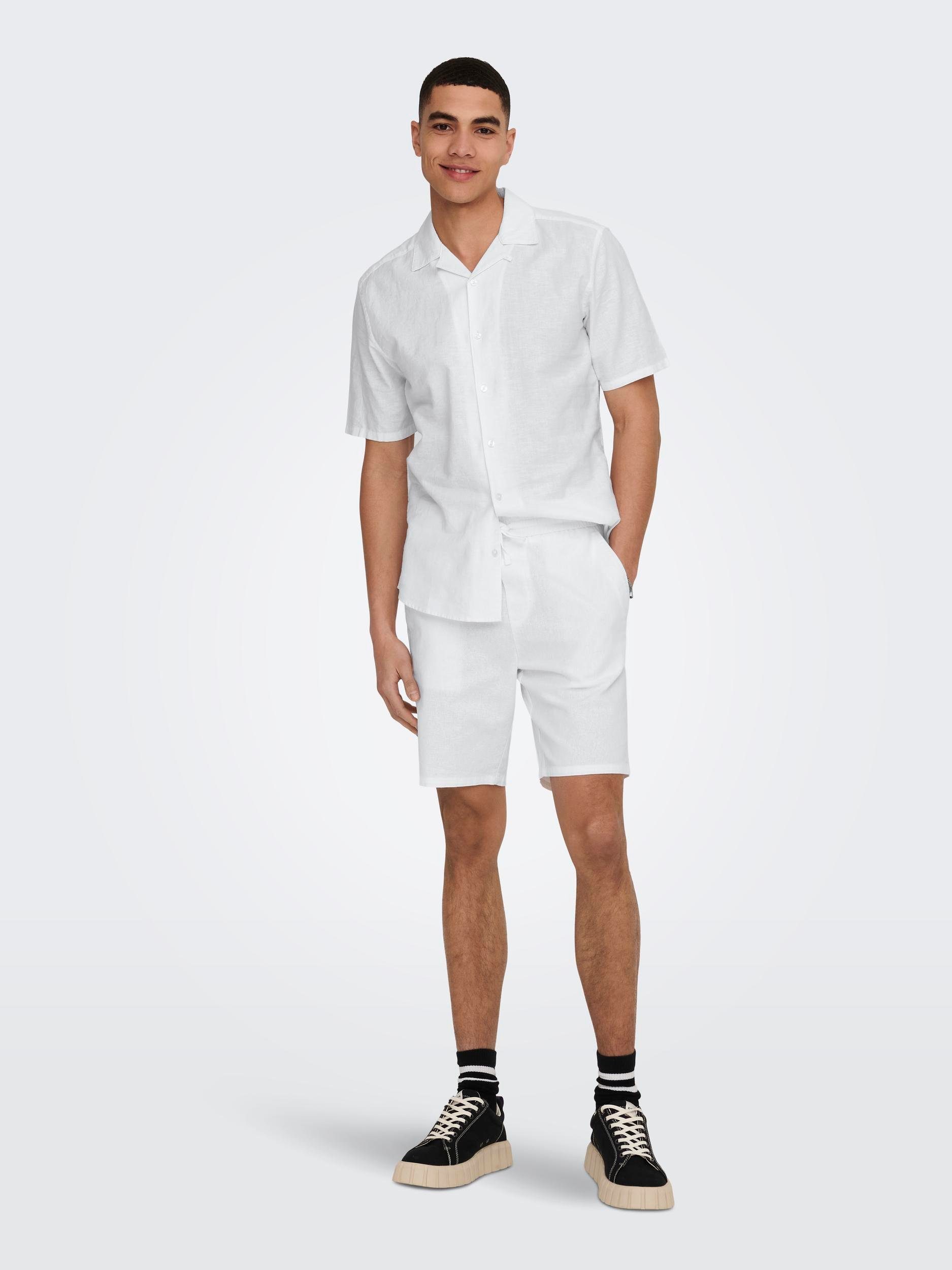 ONLY & SONS Overhemd met korte mouwen ONSCAIDEN SS SOLID RESORT LINEN NOOS