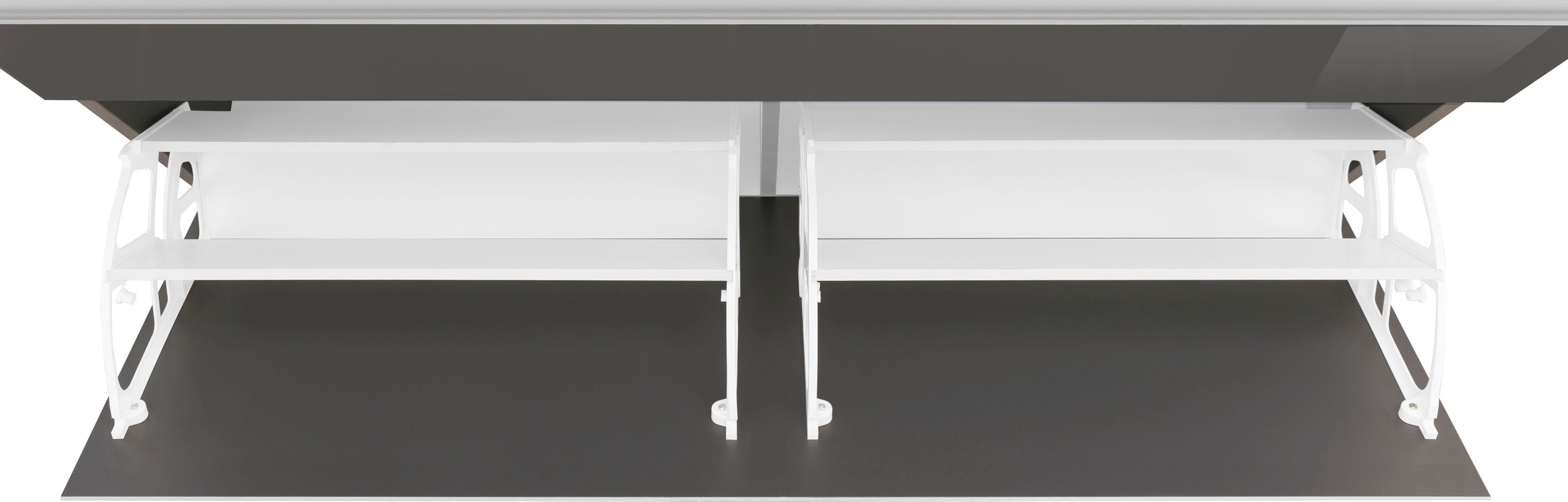 INOSIGN Schoenenkast Magic schoenenkast, schoenencommode, schoenenrek, soft grip 3 kleppen, dubbele schoenrollen volledig hoogglans gelakt breedte 120