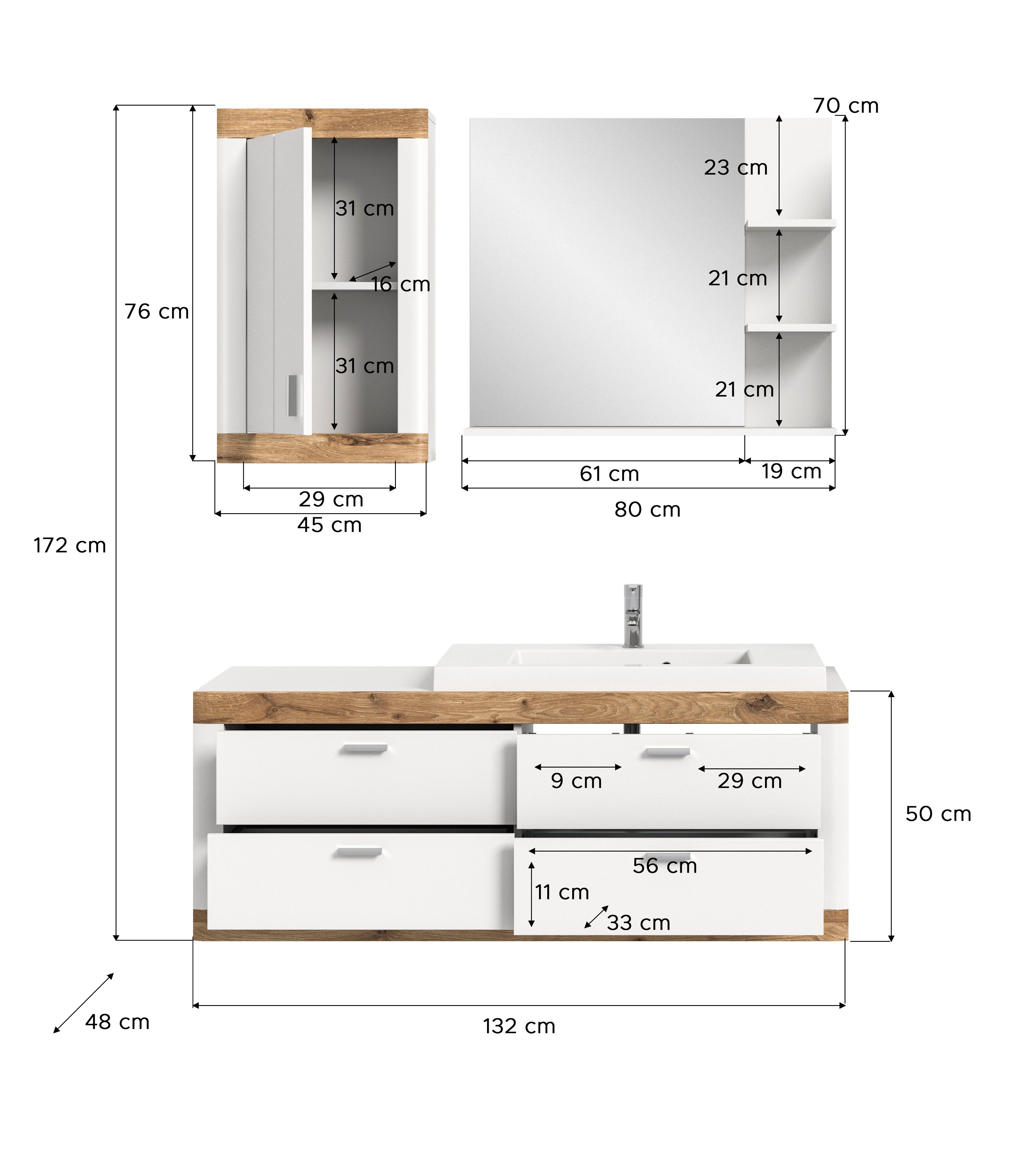 Home affaire Badkamerserie Landsby, 3-delig, inclusief mineralgiet wastafel, bestaande uit: (set, 3-delig)