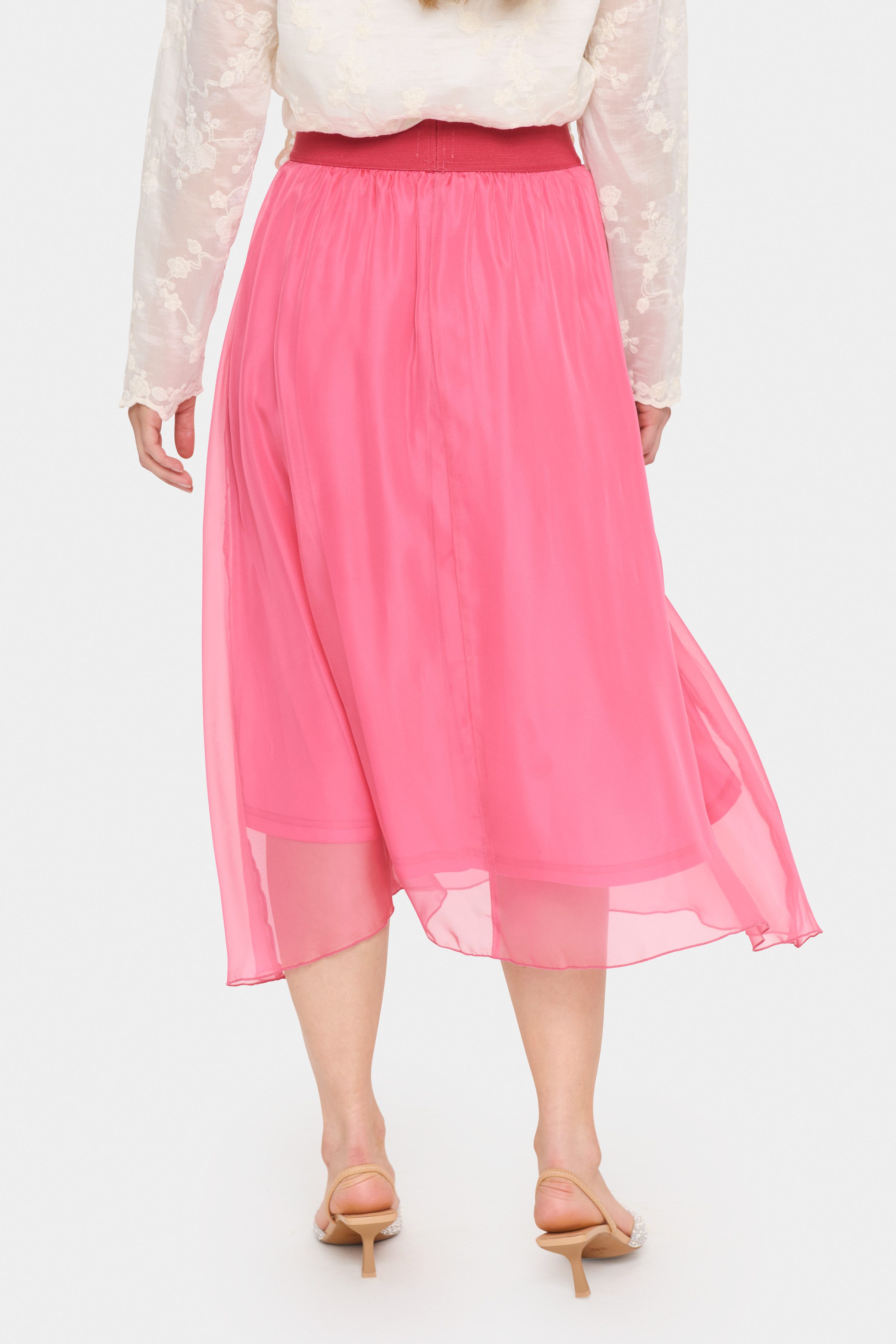 Saint Tropez Midirok CoralSZ Skirt gemaakt van chiffon