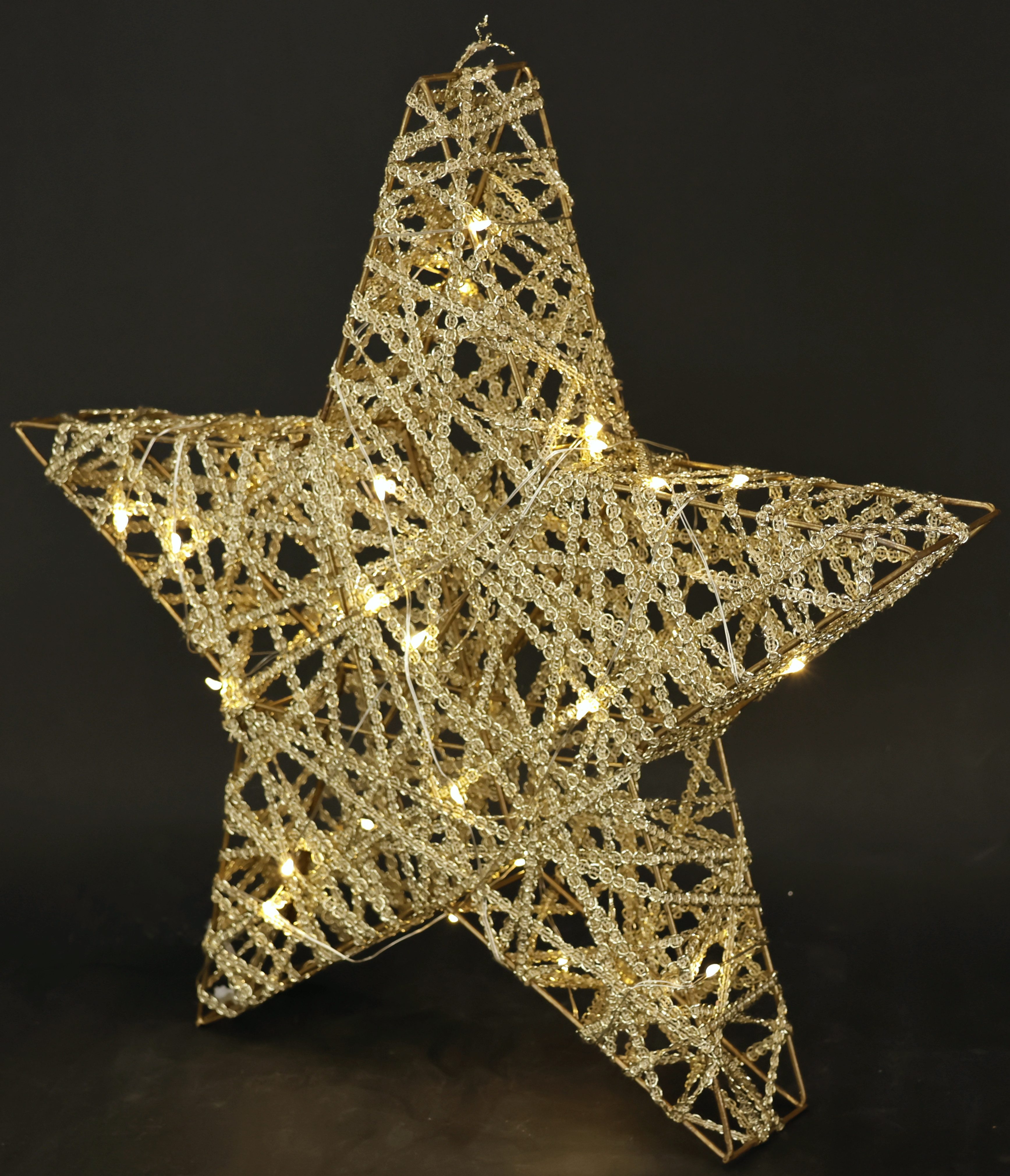 I.GE.A. Sierster LED ster met timer 33 cm Decoratie warmwitte verlichte ster kerstdecoratie kerstster goudkleur (1 stuk) kerststerren goud(kleur)