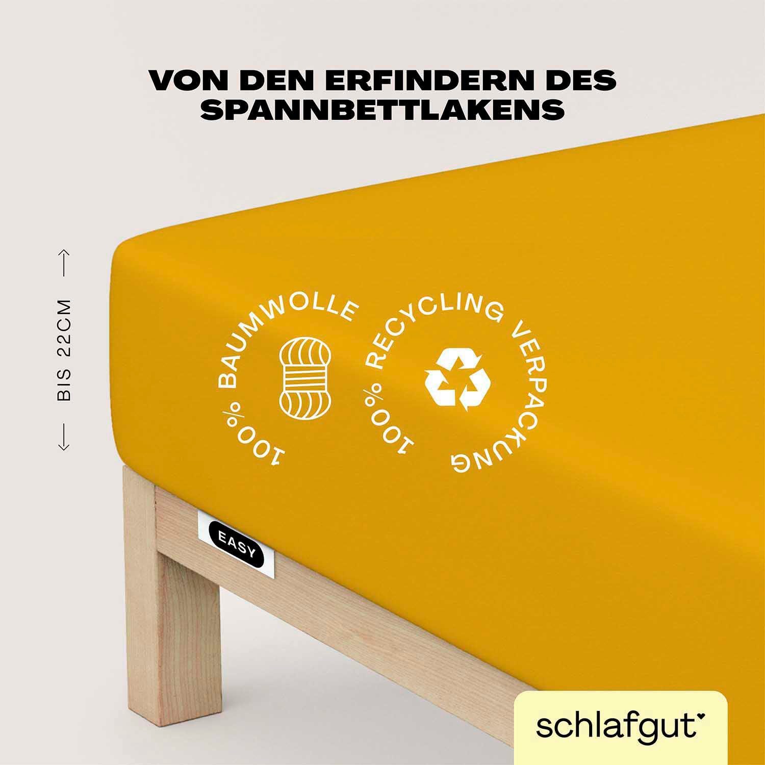 Schlafgut Hoeslaken EASY van 100% katoen, zacht & absorberend, merk-beddengoed voor matrassen tot 22 cm hoogte, in 90x200, 140x200 of 180x200 cm (1 stuk)