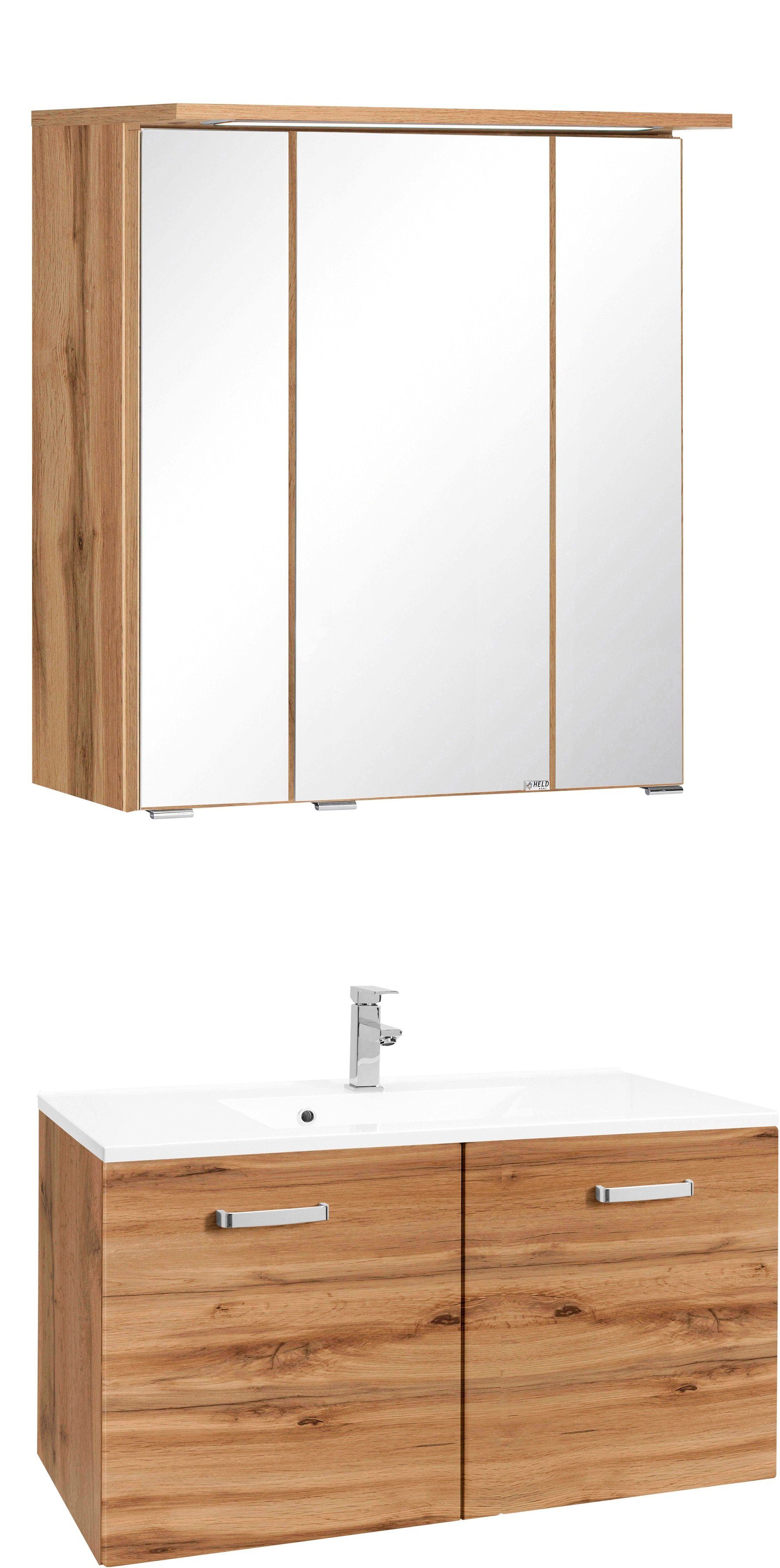 welltime Badkamerserie Ravenna Breedte 80 cm, badkamer-onderkast met 2 deuren (2-delig) badmeubelsets beige