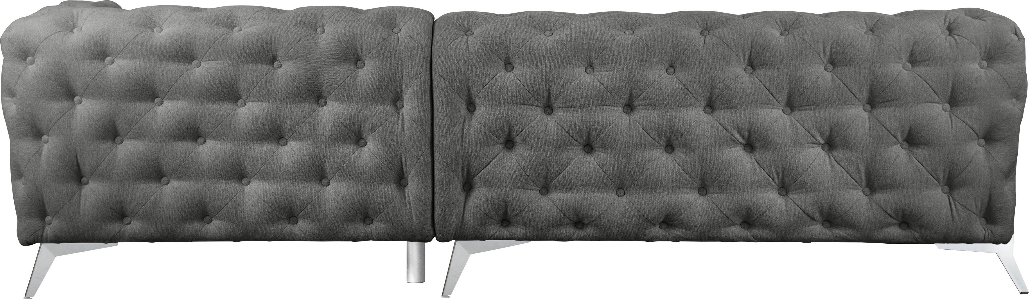 Leonique Chesterfield-bank Amaury L-vorm moderne chersterfield-look, breedte 262 cm, kleur van de poten ter keuze