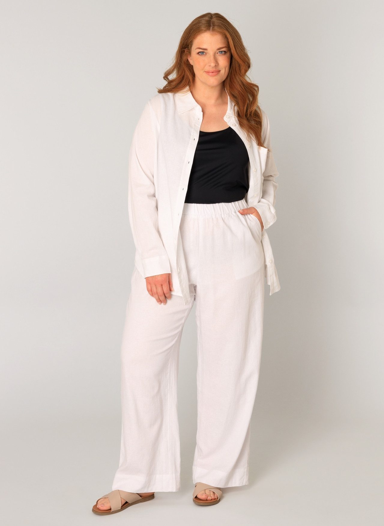 Base Level Curvy Linnen broek Yula