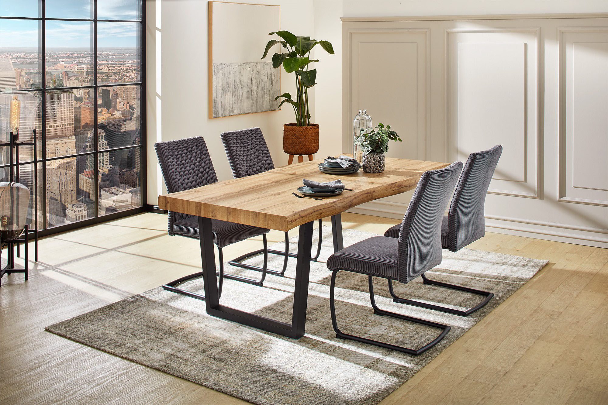 Jockenhöfer Gruppe Eettafel Don in boomrand-optiek, 200x100 cm, plaatdikte 8 cm