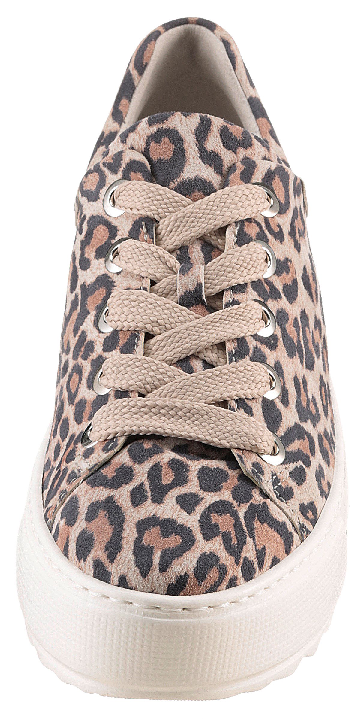 Gabor Plateausneakers Florence , vrijetijdsschoen, lage schoen, veterschoen, modieuze leoprint, breedte g