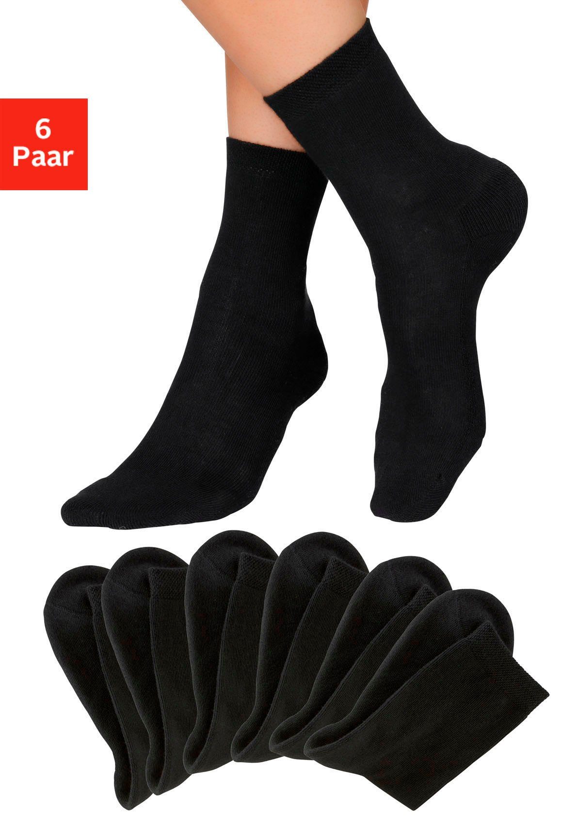 h.i.s sokken met comfortabele frotté (set, 6 paar) zwart