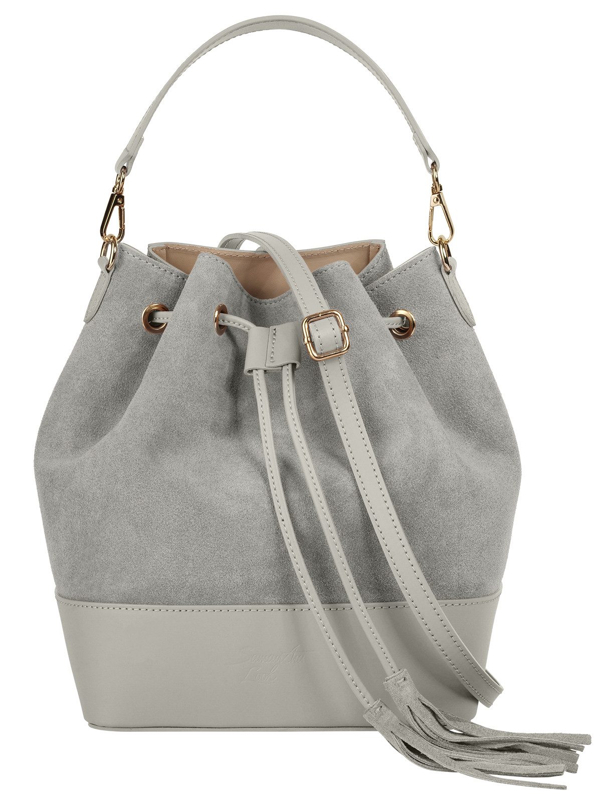 Samantha Look Schoudertas echt leer, made in italy dames tassen maat Onesize grijs