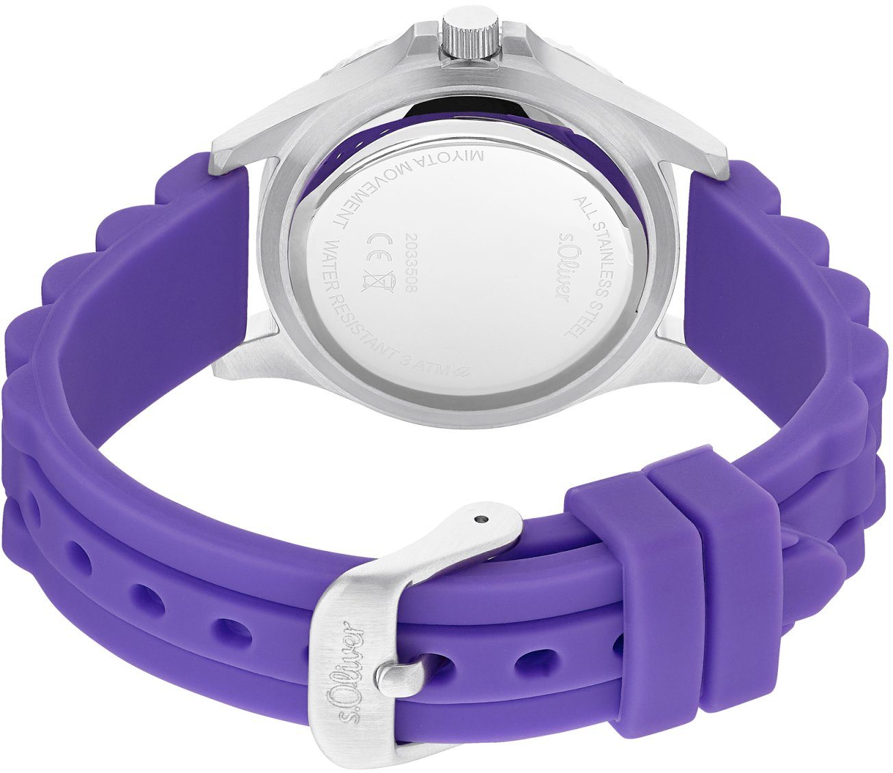 s.Oliver Kwartshorloge 2033506 Armbandhorloge, kinderenhorloge, analoog, siliconen armband, cadeau-idee