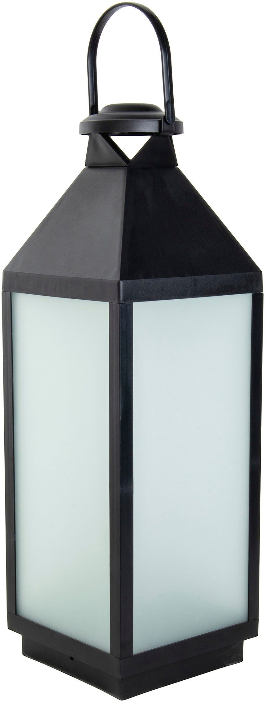 näve Decoratieve ledverlichting DORIS Lantaarn, vierkant, vlam effect, timerfunctie, zwart, mat glas (1 stuk)