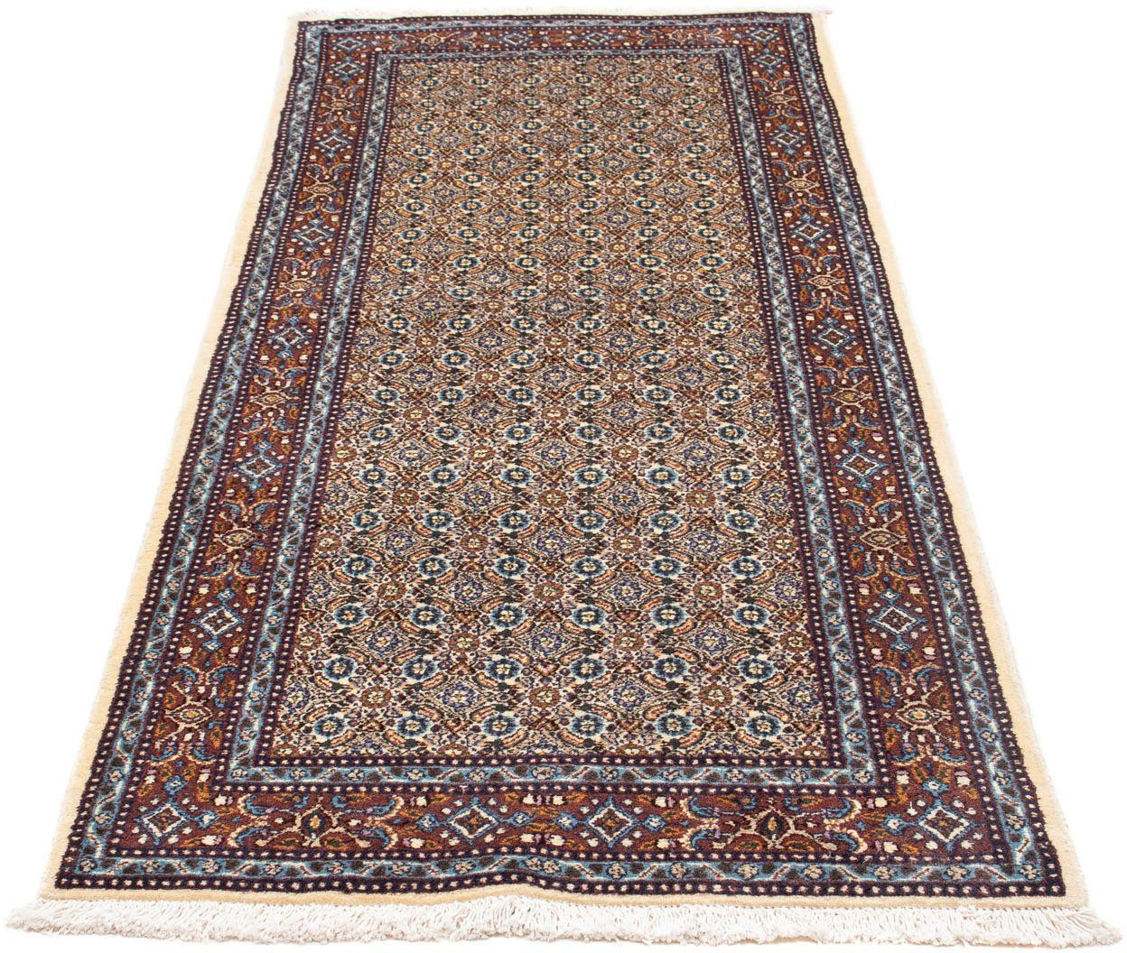 morgenland Hoogpolige loper Moud medaillon beige 191 x 78 cm Handgeknoopt