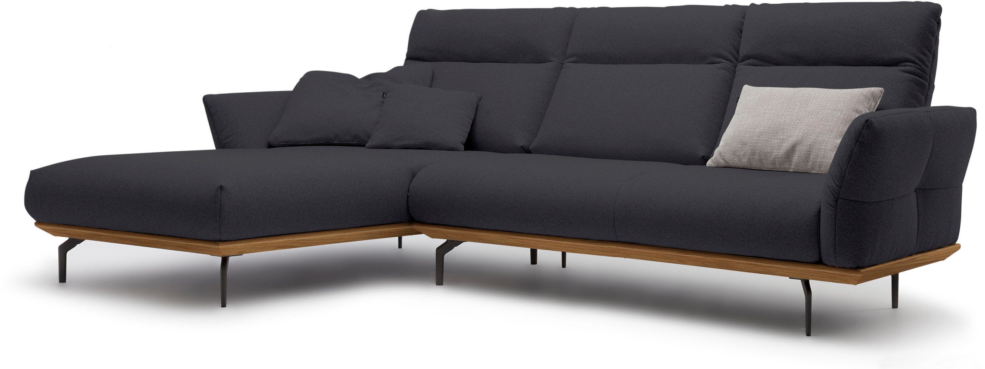 Creation BY ROLF BENZ Hoekbank Hs.460 Sokkel in walnotenhout, onderstel in umbra grijs, breedte 298 cm