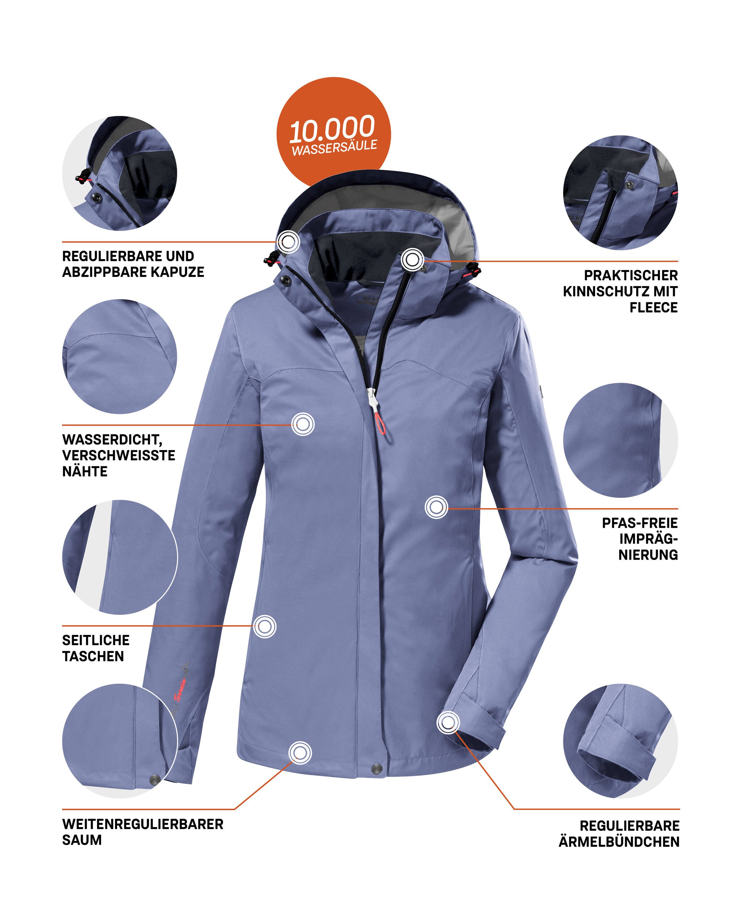 Killtec Outdoorjack KOS 133 WMN JCKT Water- en winddichte damesjack met afneembare capuchon, PFAS-vrij