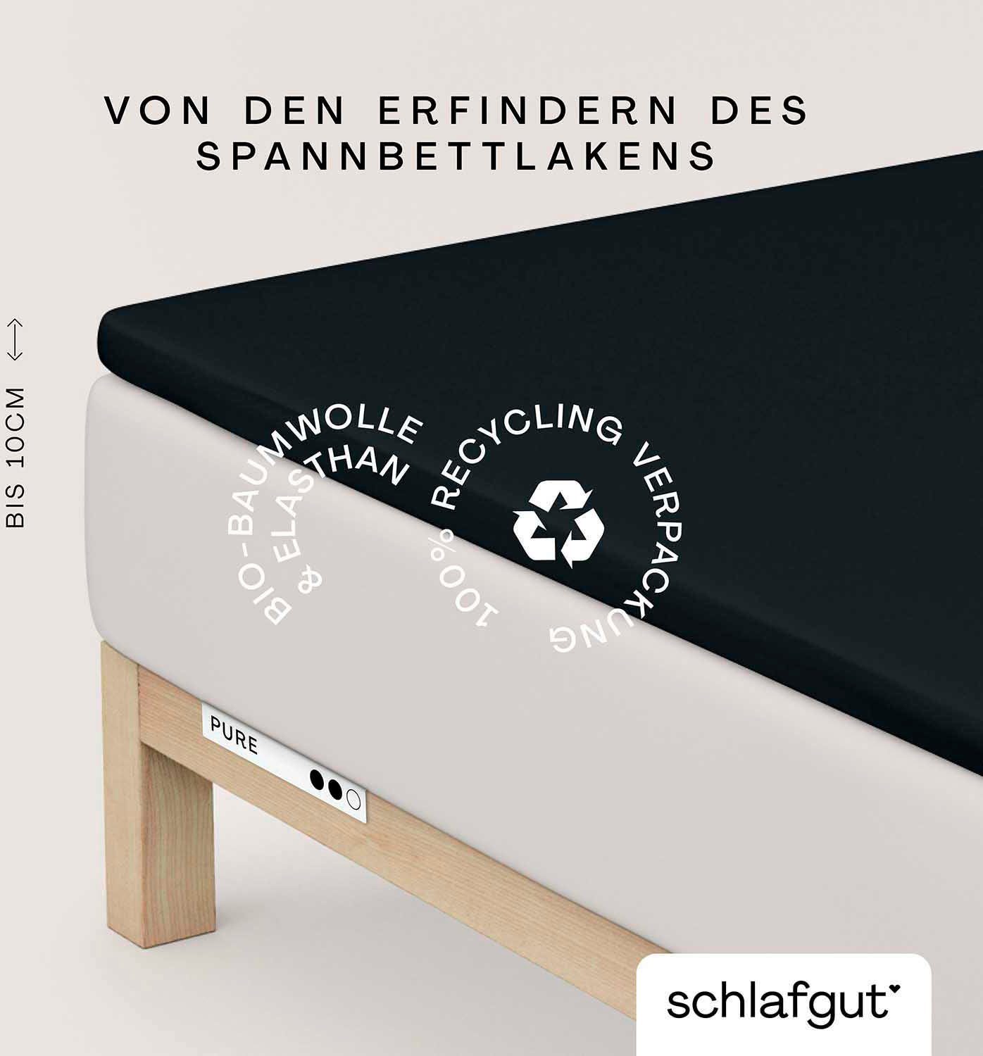 Schlafgut Hoeslaken PURE TOPPER in maat 90x200, 140x200 of 180x200 cm, hoes voor topper van 100% biologische katoen, voor matrassen tot 10 cm hoogte,