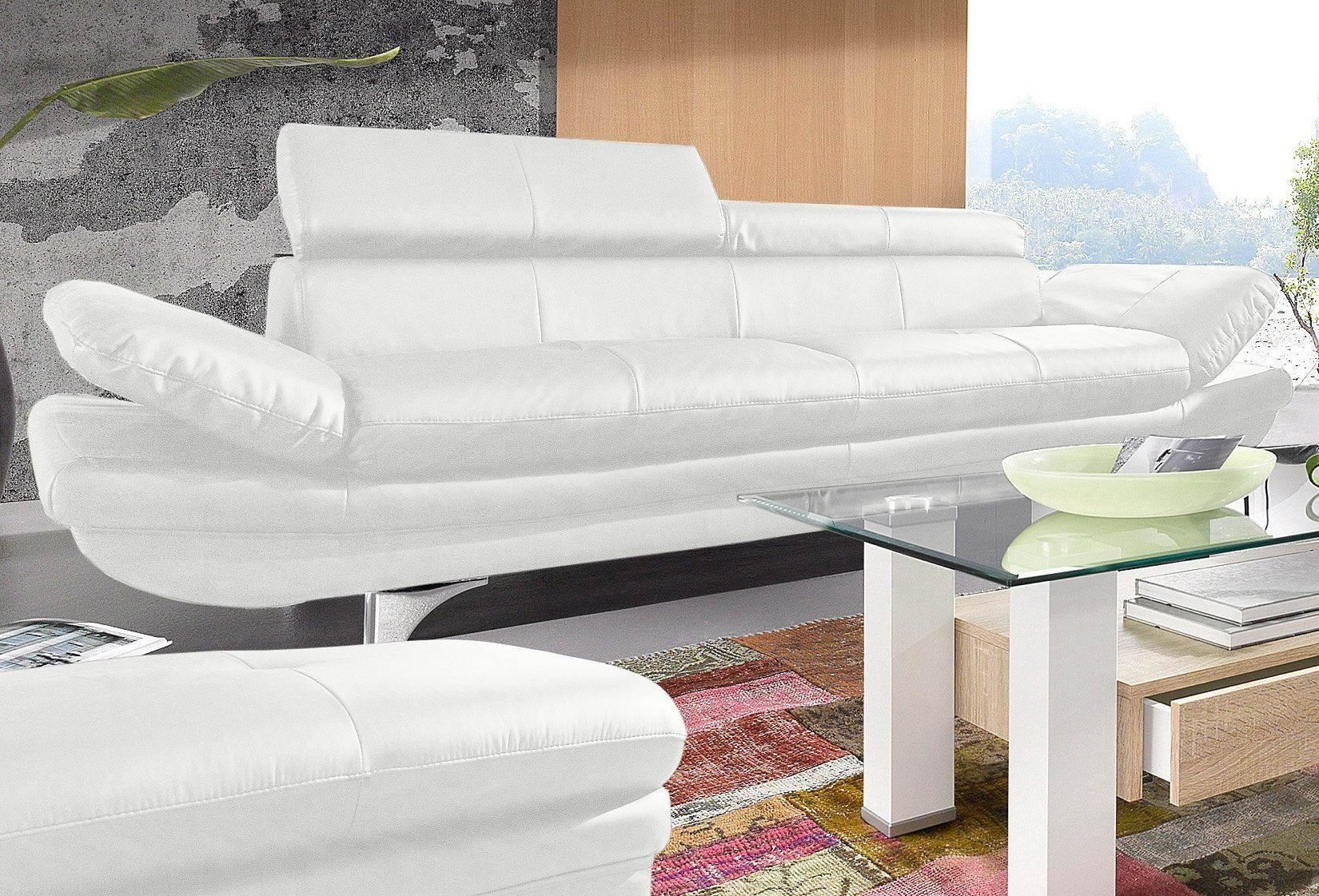 COTTA Zithoek Enterprise Set: bestaand uit 3-zitsbank en hocker, met een verstelbare rugleuning (set)