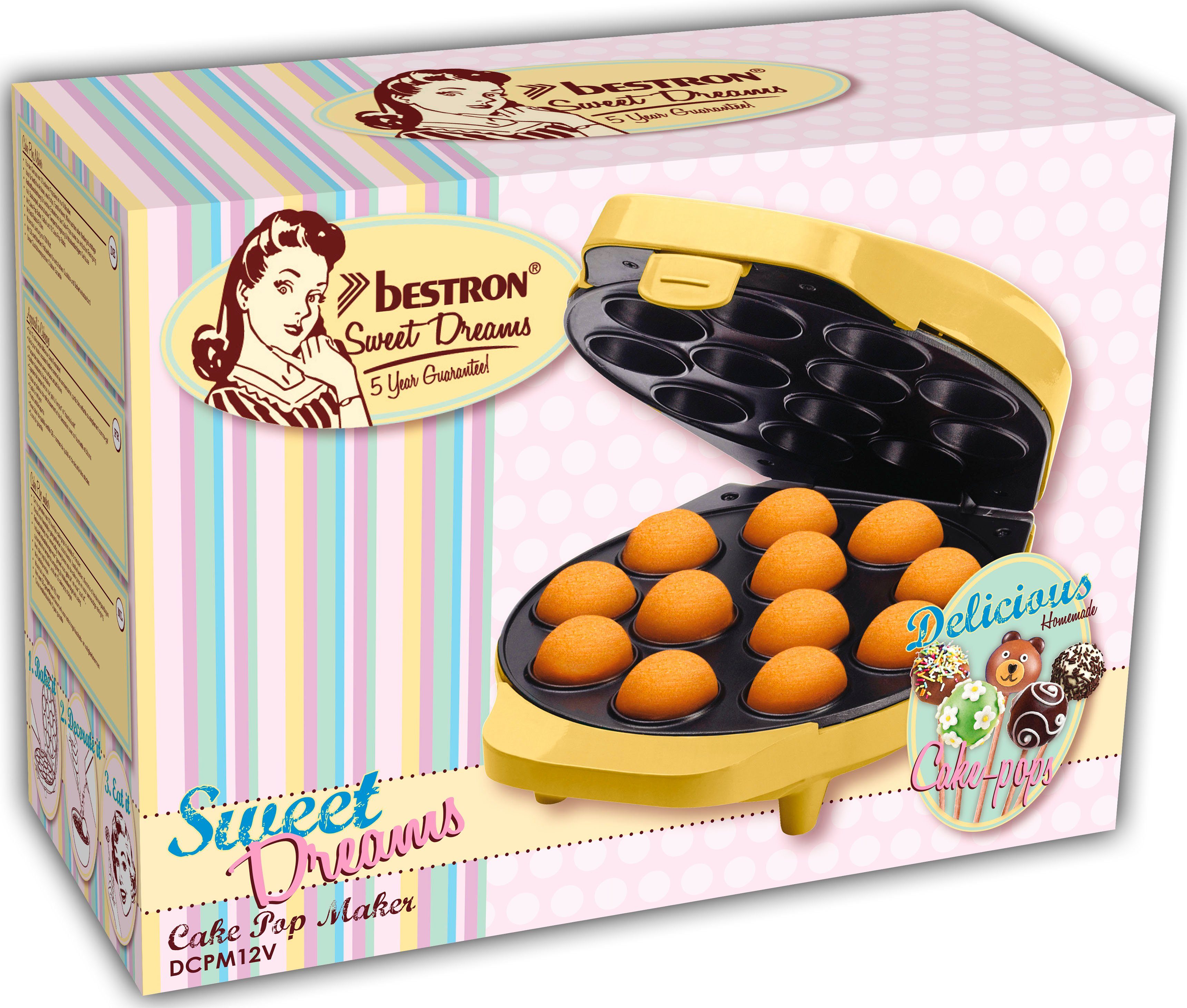 bestron Cakepop-maker DCPM12 in retro design, inclusief cake-pop-buffet