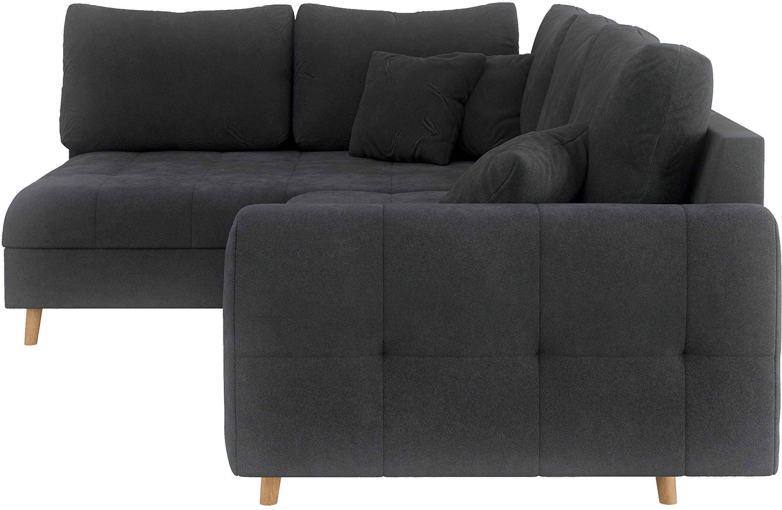 Home affaire Hoekbank CHARRE L-vorm met ottomane, afmetingen B/D/H: 231/161/81 cm fijne stiksels, losse rug- en sierkussens, ook in cord en bouclé